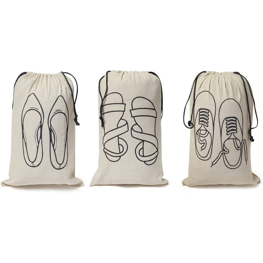 IVILLAGE Reusable Travel Combo with 5 Cotton Travel Pouches and 3 Shoe Cover For Travel(Women), Home & Storage - Pack Of 8