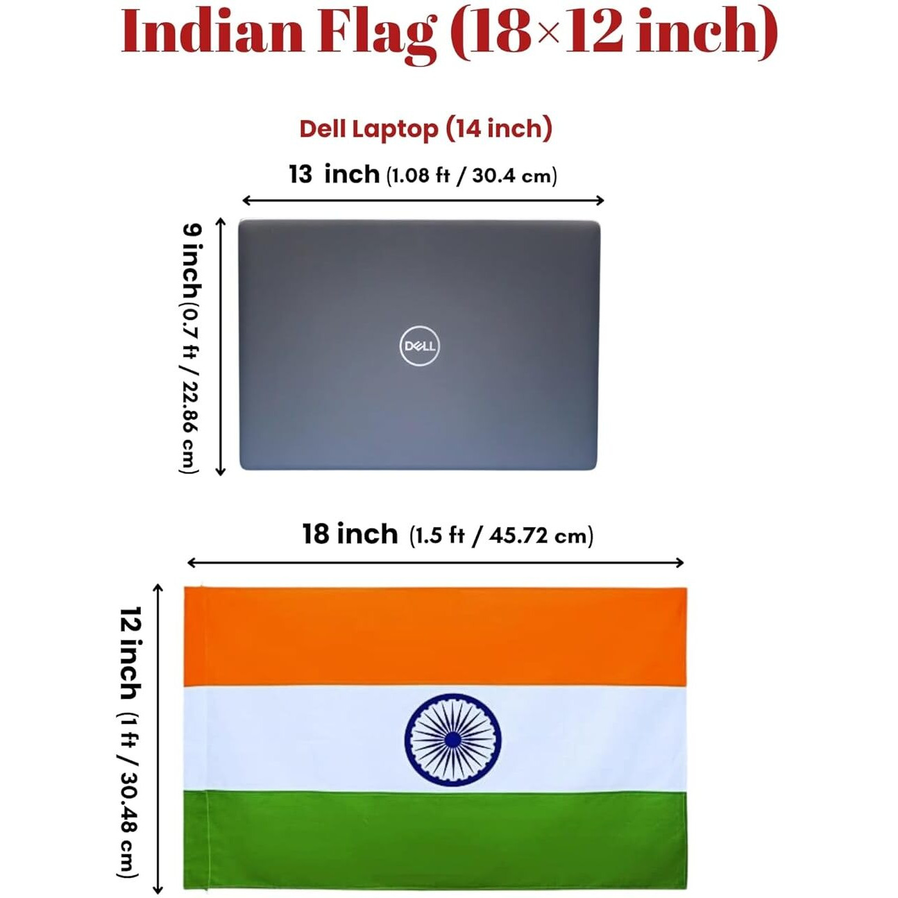 IVillage Indian Flag | Suitable for Indoors and Outdoors|Polyester| Both sides Printing|Suitable for all Weathers| Fade Proof, Hand Stitched and Durable Fabric | Har Ghar Tiranga| Size - 12*18 Inches