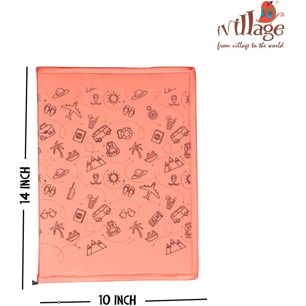 IVillage Poly Silk Printed File Folders | Suitable for Kids, Teenagers and Adults | Theme Based - Travel, Health,Wealth and Education| Lightweight, Durable and Eco - Friendly|Peach | Size  14 * 10 Inches