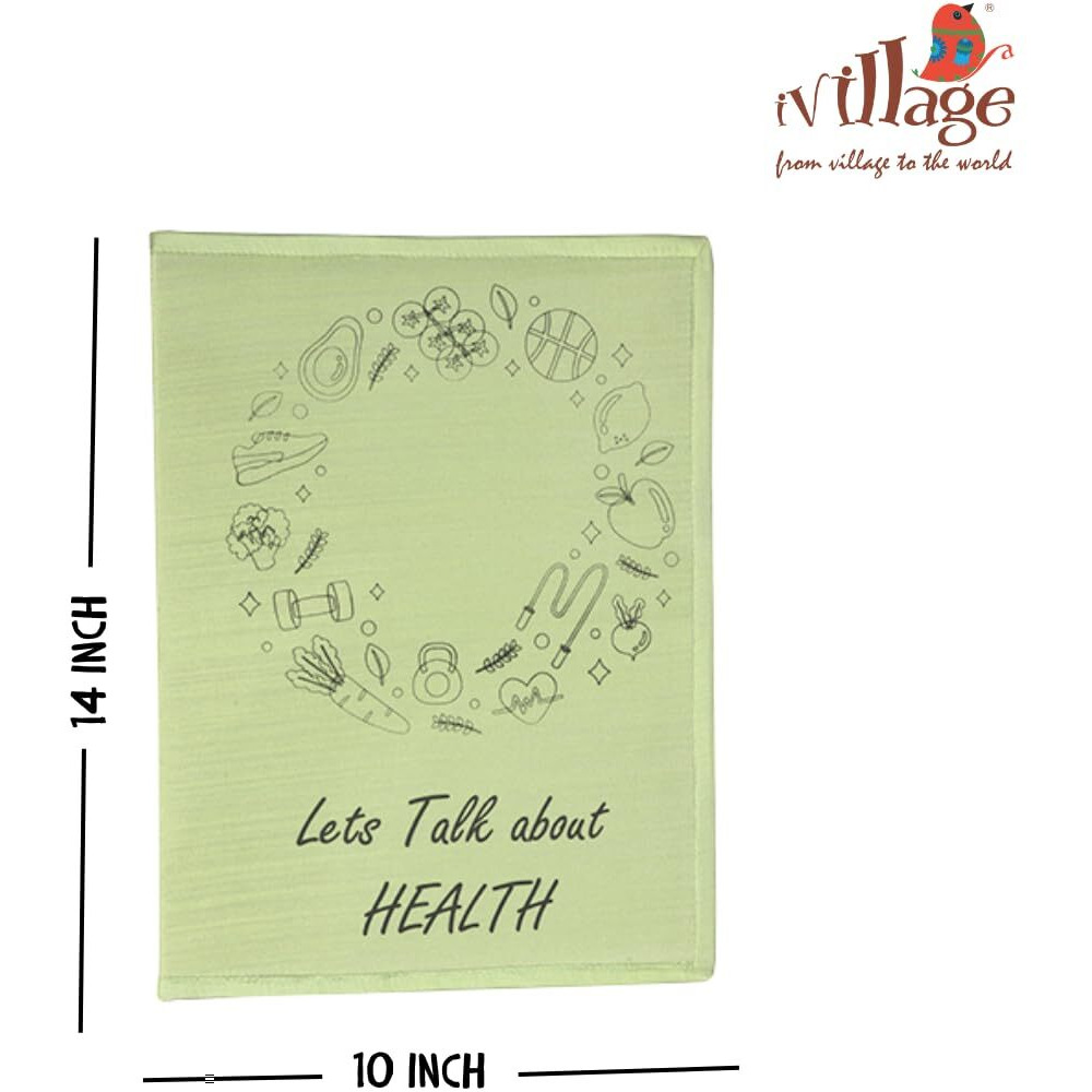 IVillage Poly Silk Printed File Folders | Suitable for Kids, Teenagers and Adults | Theme Based - Health | Lightweight, Durable and Eco - Friendly | Pakc of 1 | Green | Size  14*10 Inches