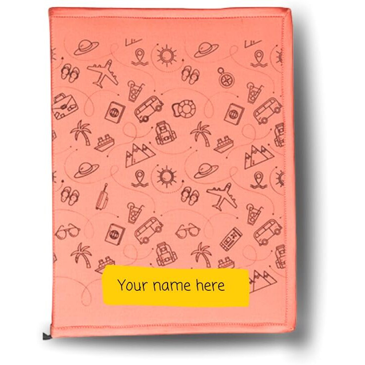 IVillage Poly Silk Printed File Folders | Suitable for Kids, Teenagers and Adults | Theme Based - Travel | Lightweight, Durable and Eco - Friendly | Pack of 1 | Peach | Size  14*10 Inches