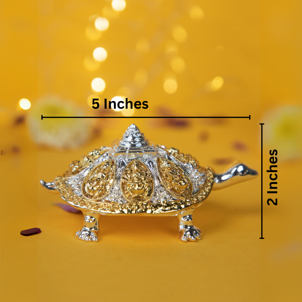 Vastu Turtle with Silver & Gold Plating  Decorative Showpiece with Velvet Box for Home & Office
