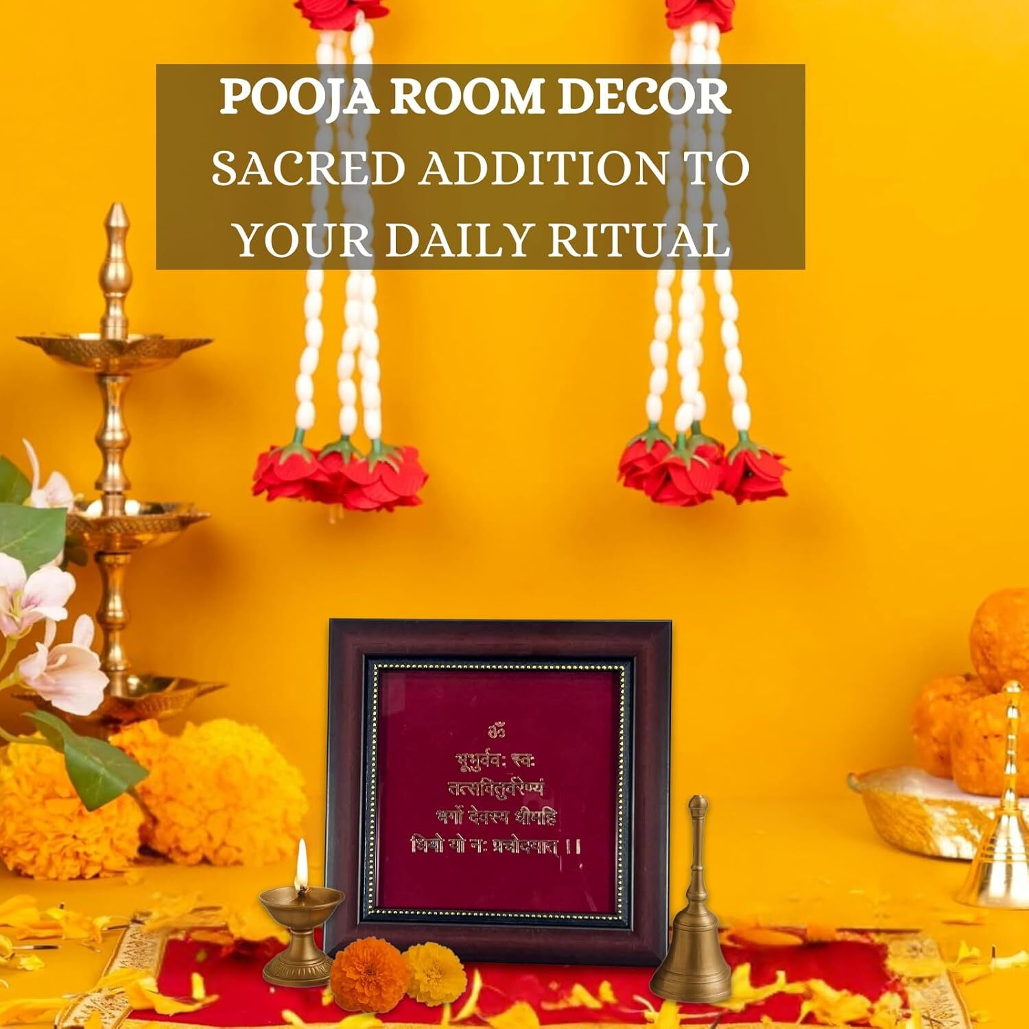 Gayatri Mantra Photo Frame for Spiritual Decor & Protection- Large (9x8 Inches)