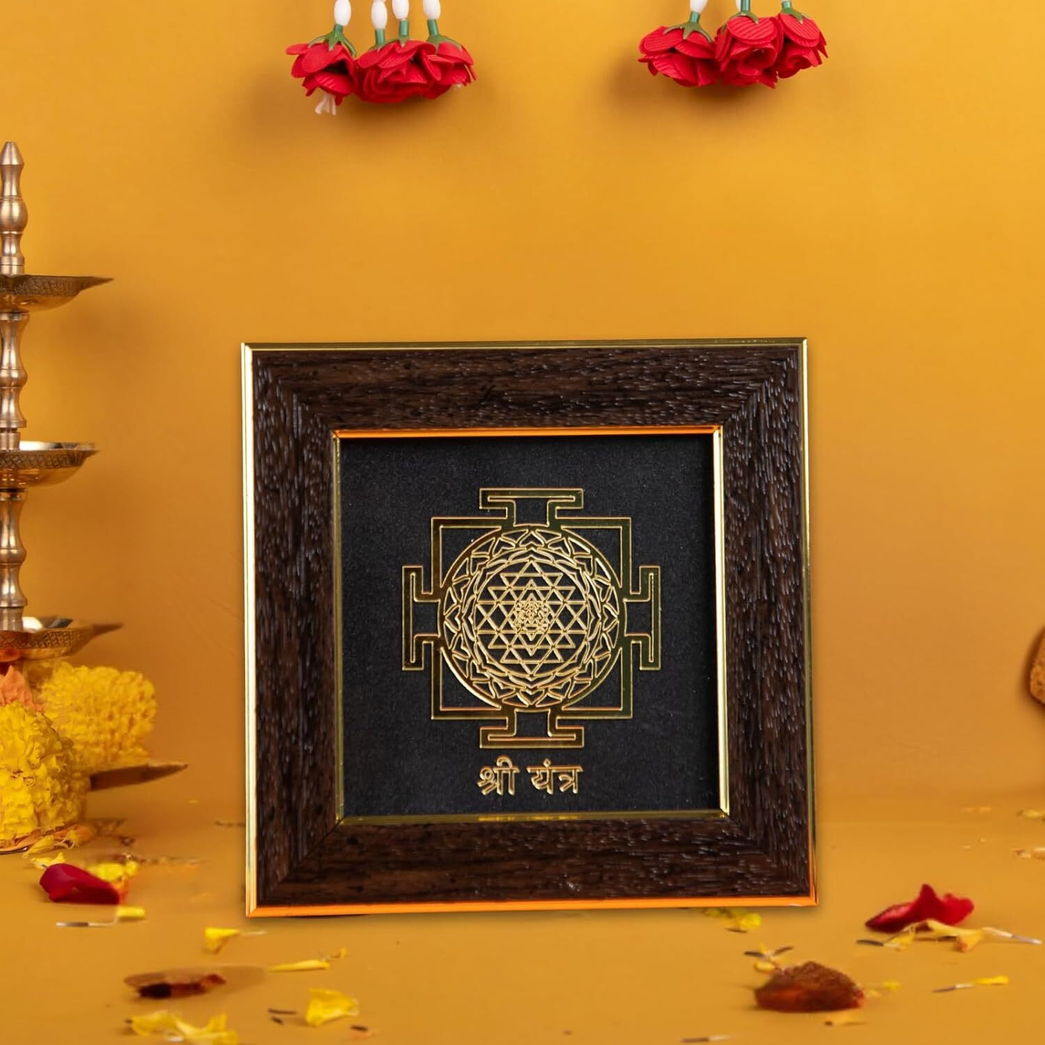 Shree Yantra frame Manifest Money & Wealth, Attract Prosperity & Enhance Success with this Spiritual Wall Decor-Small (6.5x6.5 Inches)