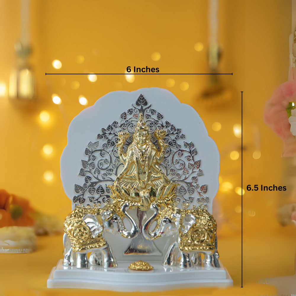 Gajalakshmi Idol with Golden Elephants  Goddess Lakshmi Statue for Wealth, Prosperity & Home Decor