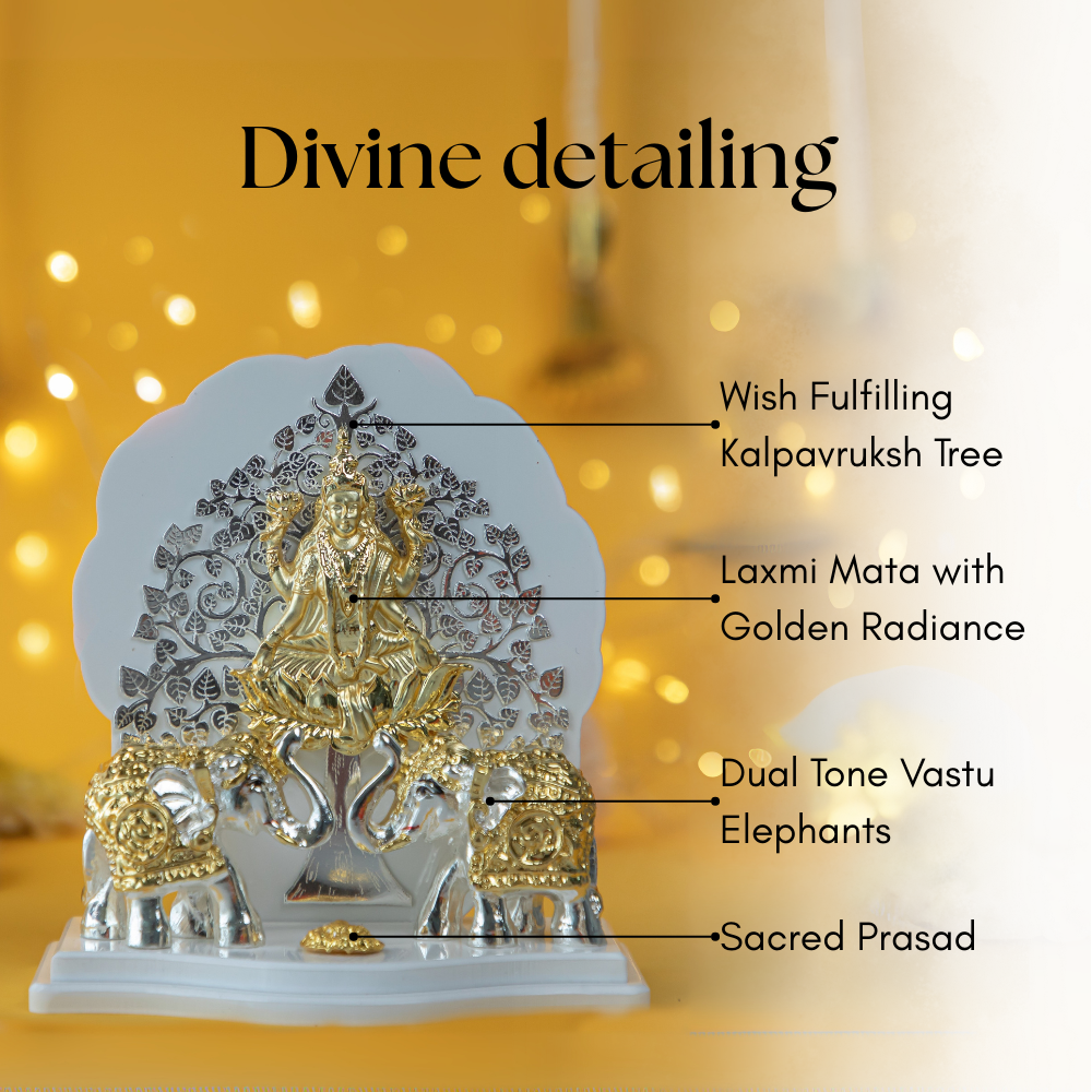 Gajalakshmi Idol with Golden Elephants  Goddess Lakshmi Statue for Wealth, Prosperity & Home Decor