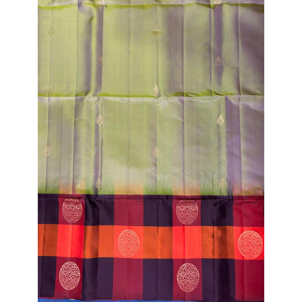 Pista Green With Chocolate Designer Kanchi Pure Soft Silk Saree