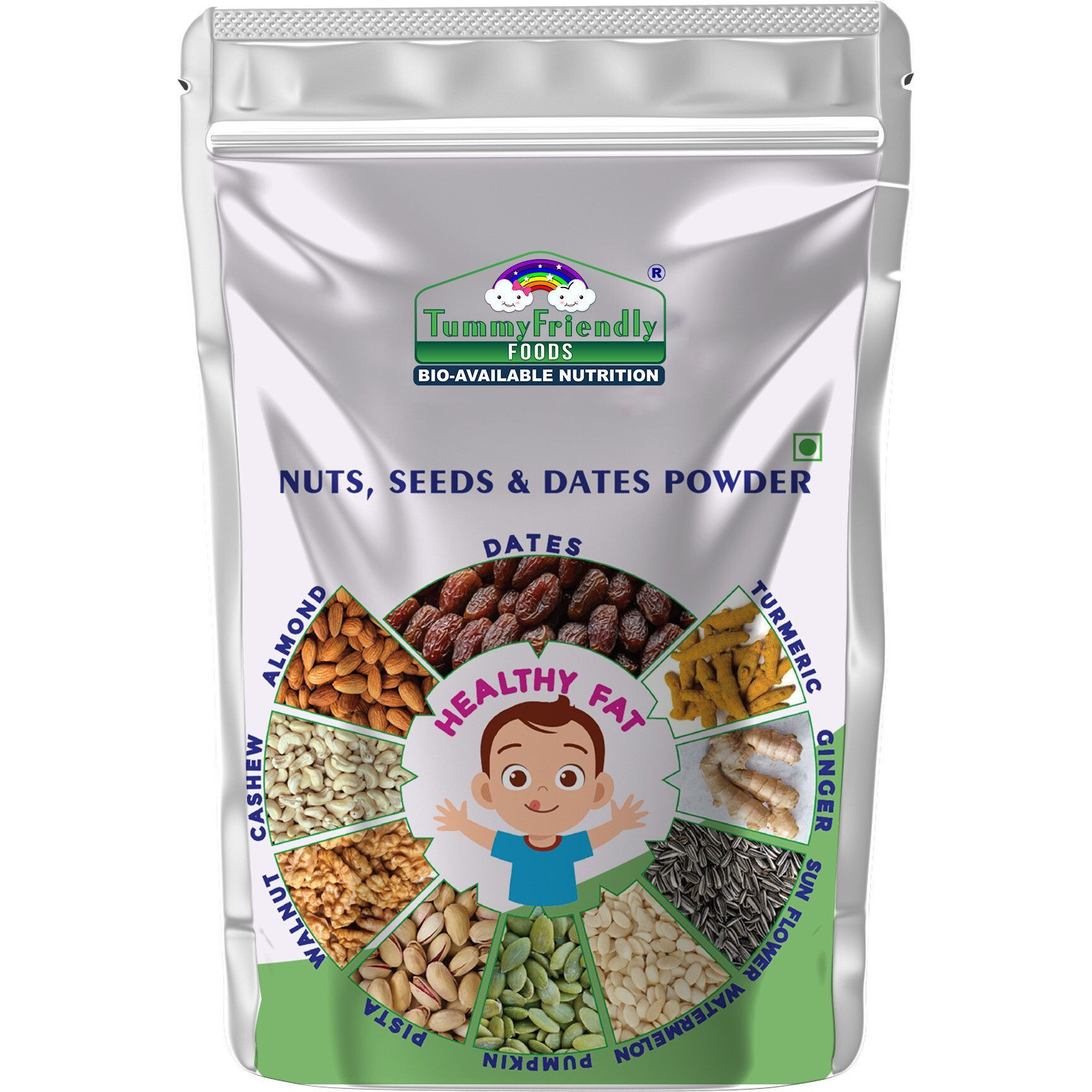 TummyFriendly Foods Premium Nuts Seeds Dates Powder. Dry Fruits Powder For Baby. No Sugar Unflavored Powder (200 g)