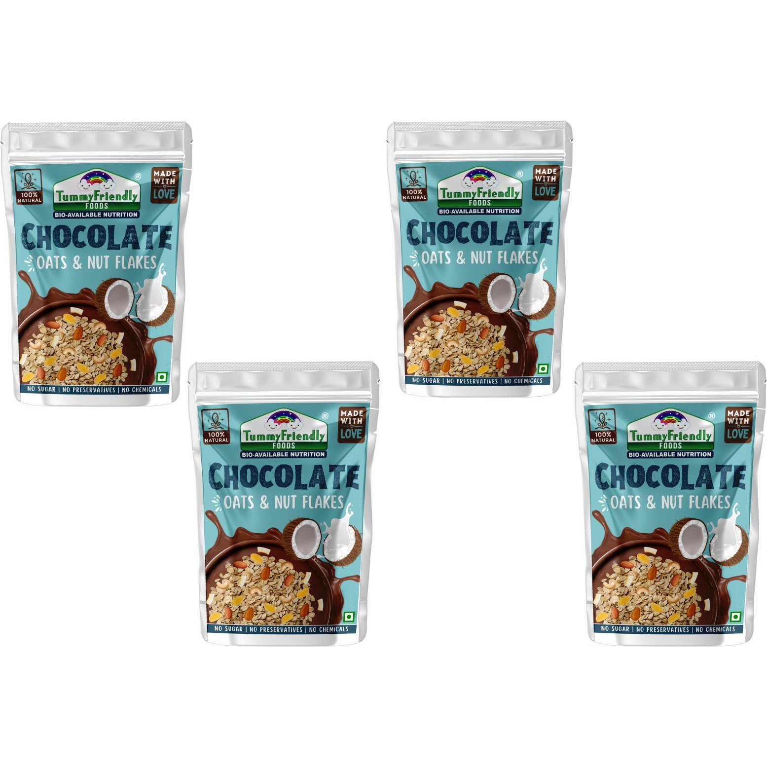 TummyFriendly Foods Tummy Friendly Foods Chocolate Oats and Nuts Mix 400g, (Each pack 100g) Baby Snacks 400 g