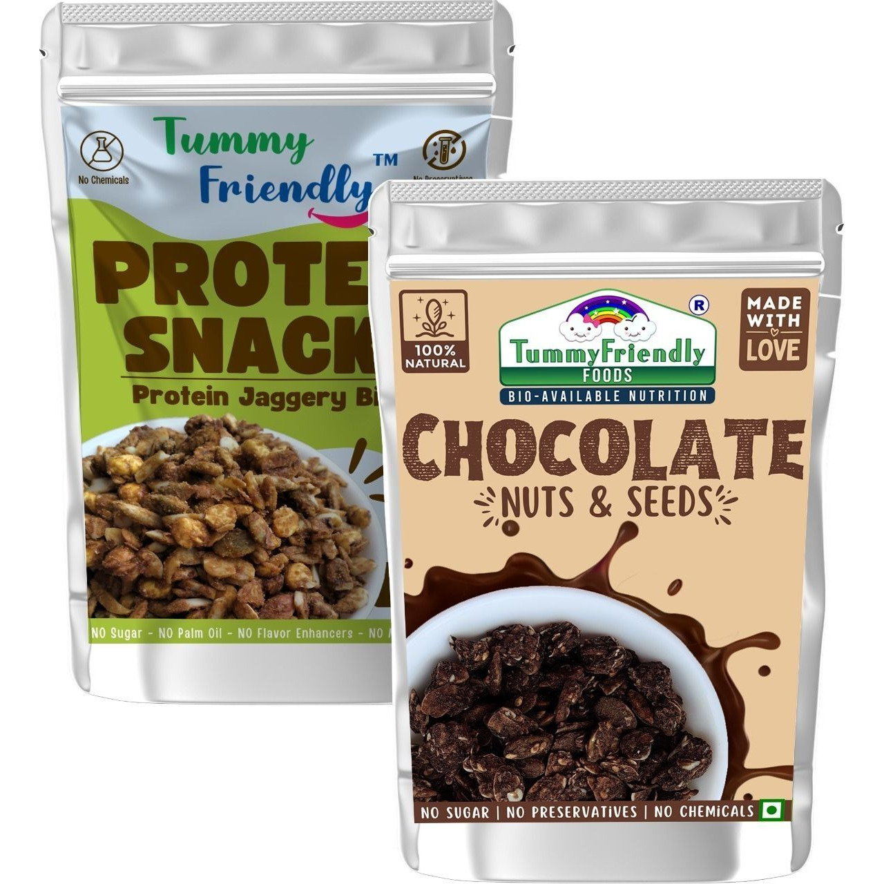 TummyFriendly Foods TummyFriendly Millet Namkeen Mixture. Healthy Snacks Chat,PeriPeri,-2, 70g Each Puffcorn (2 x 70 g)