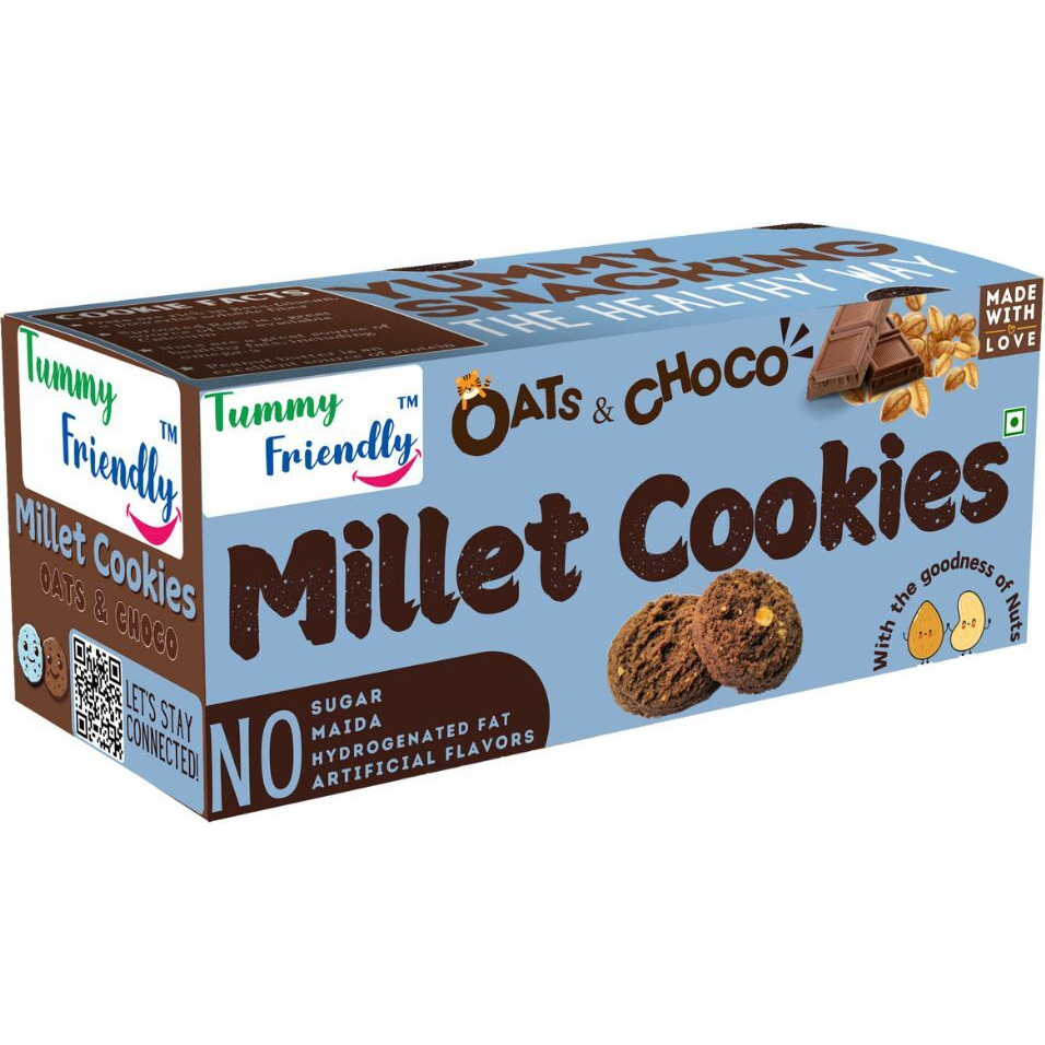 TummyFriendly Foods Ragi Millet Cookies - Oats Chocolate. Healthy Biscuits for Kids, Babies, Adults Cookies Biscuit (75 g)
