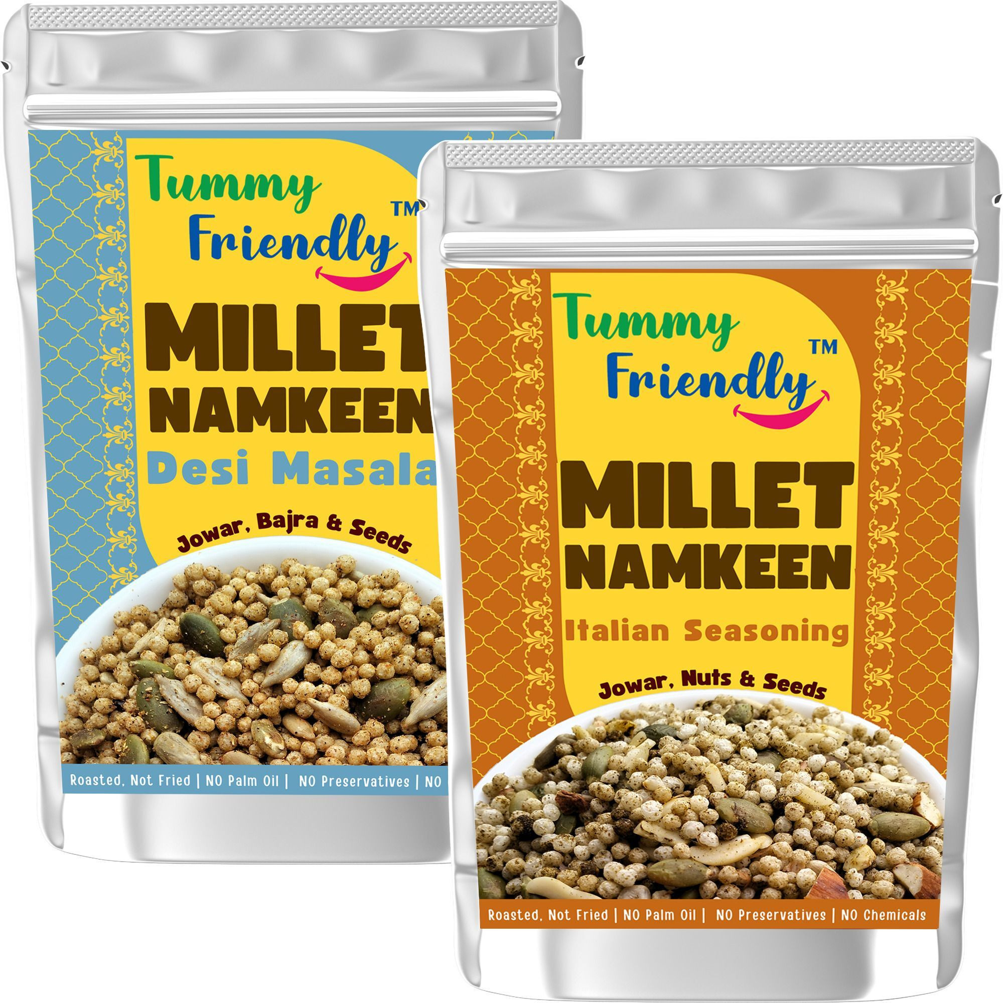 TummyFriendly Foods TummyFriendly Millet Namkeen Mixture. Healthy Roasted Namkeen Snacks-2, 70g Each Puffcorn (2 x 70 g)