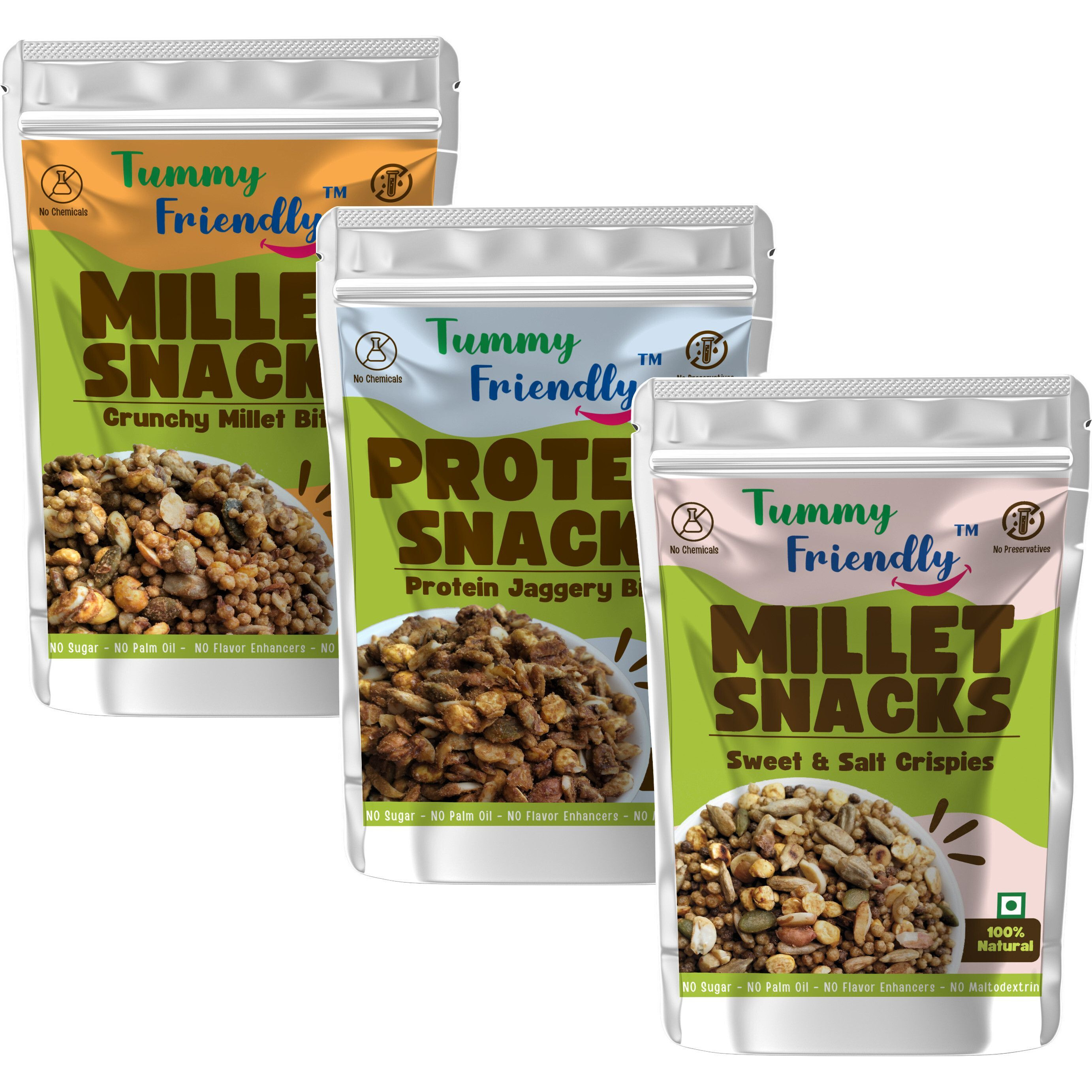 TummyFriendly Foods TummyFriendly Healthy Snacks -ChcoCrips-SweetSalt-ChcoNuts Puffcorn (3 x 70 g)