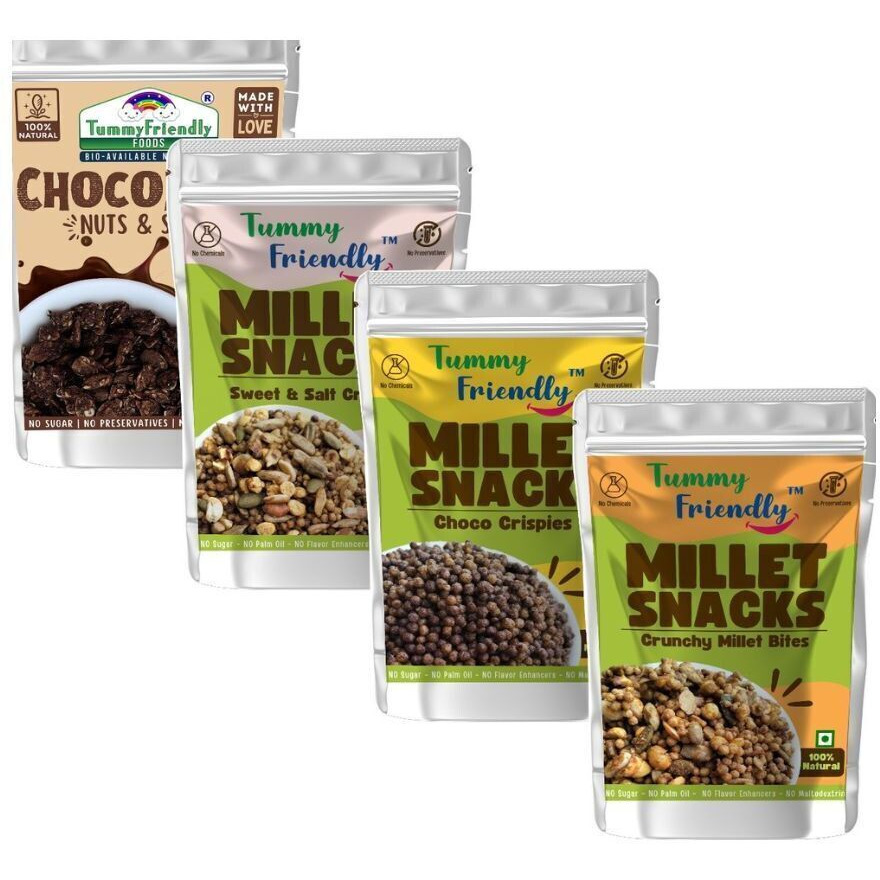TummyFriendly Foods TummyFriendly Milt Namkn Mixt. Healthy Snacks Chat,Desi,Tangy,Italian-4,70g Each Puffcorn (4 x 70 g)