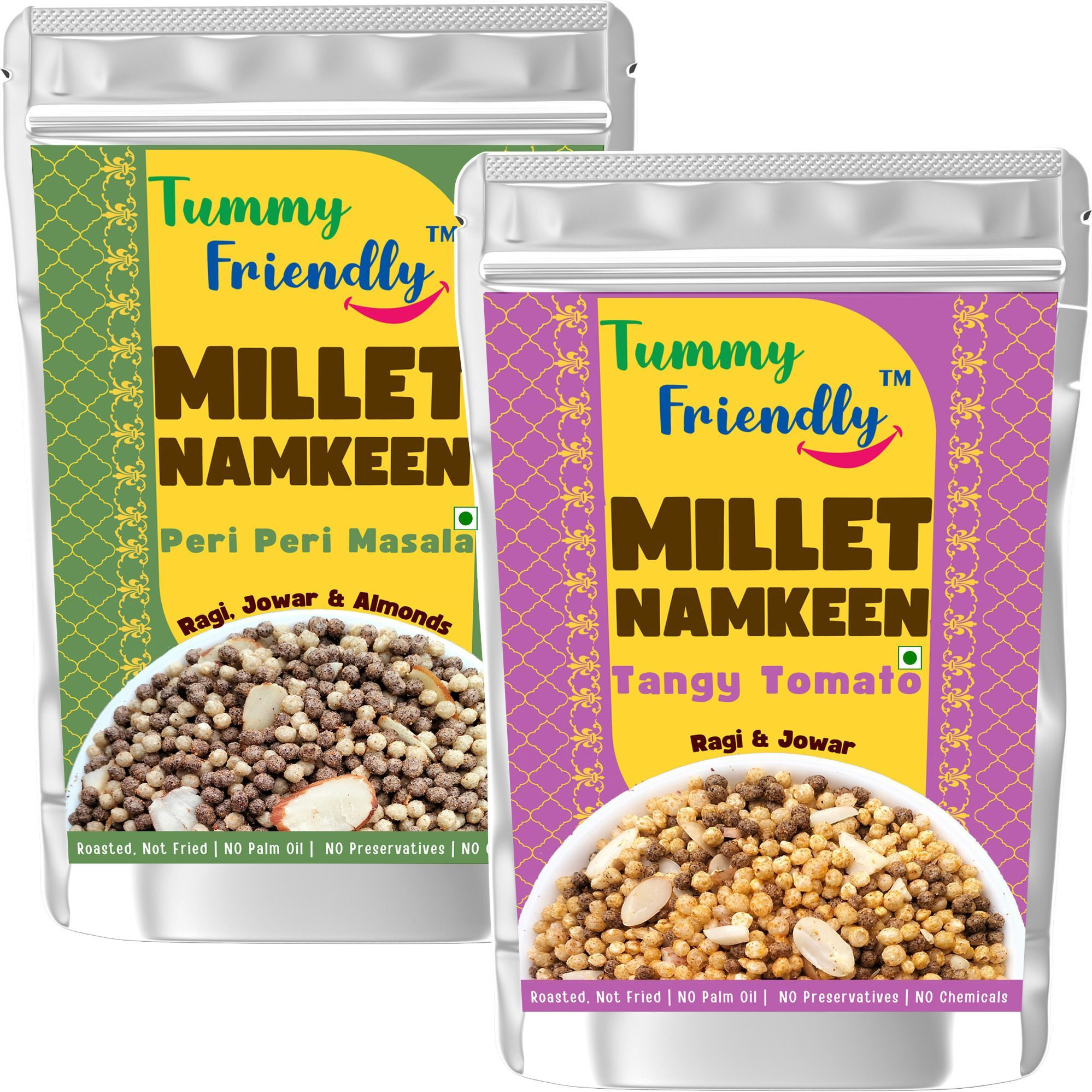 TummyFriendly Foods TummyFriendly Millet Namkeen Mixture. Healthy Roasted Namkeen Snacks-5, 70g Each Puffcorn (2 x 70 g)