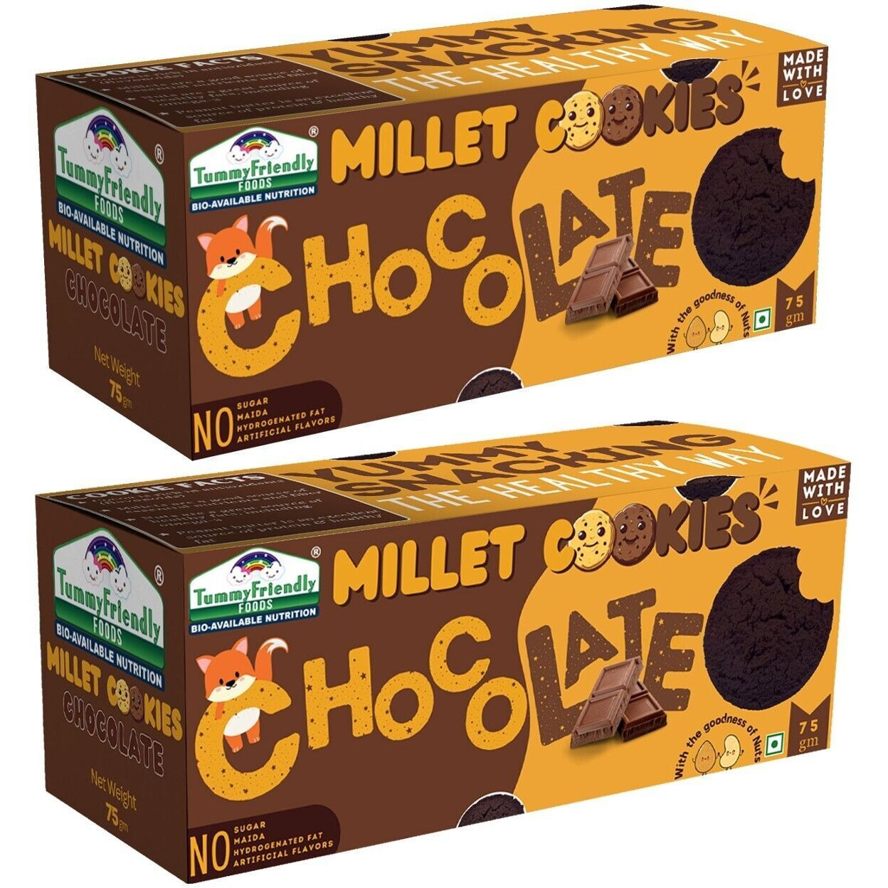 TummyFriendly Foods Ragi Millet Cookies-Chocolate. Healthy Biscuits for Kids, Babies & Adults Baby Snacks 135 g