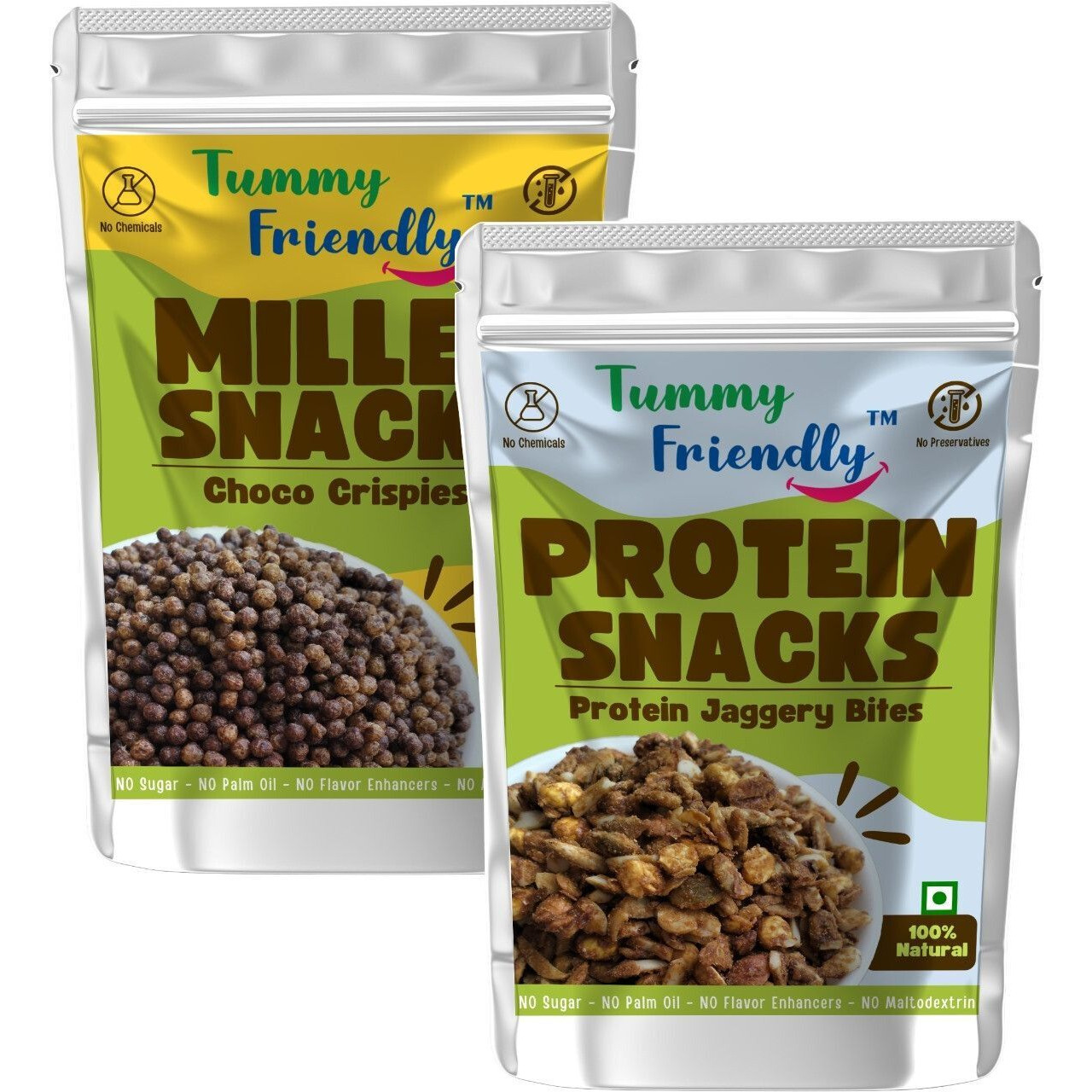TummyFriendly Foods TummyFriendly Healthy snacks for kids - MilletBites-ProteinBites Puffcorn (2 x 70 g)