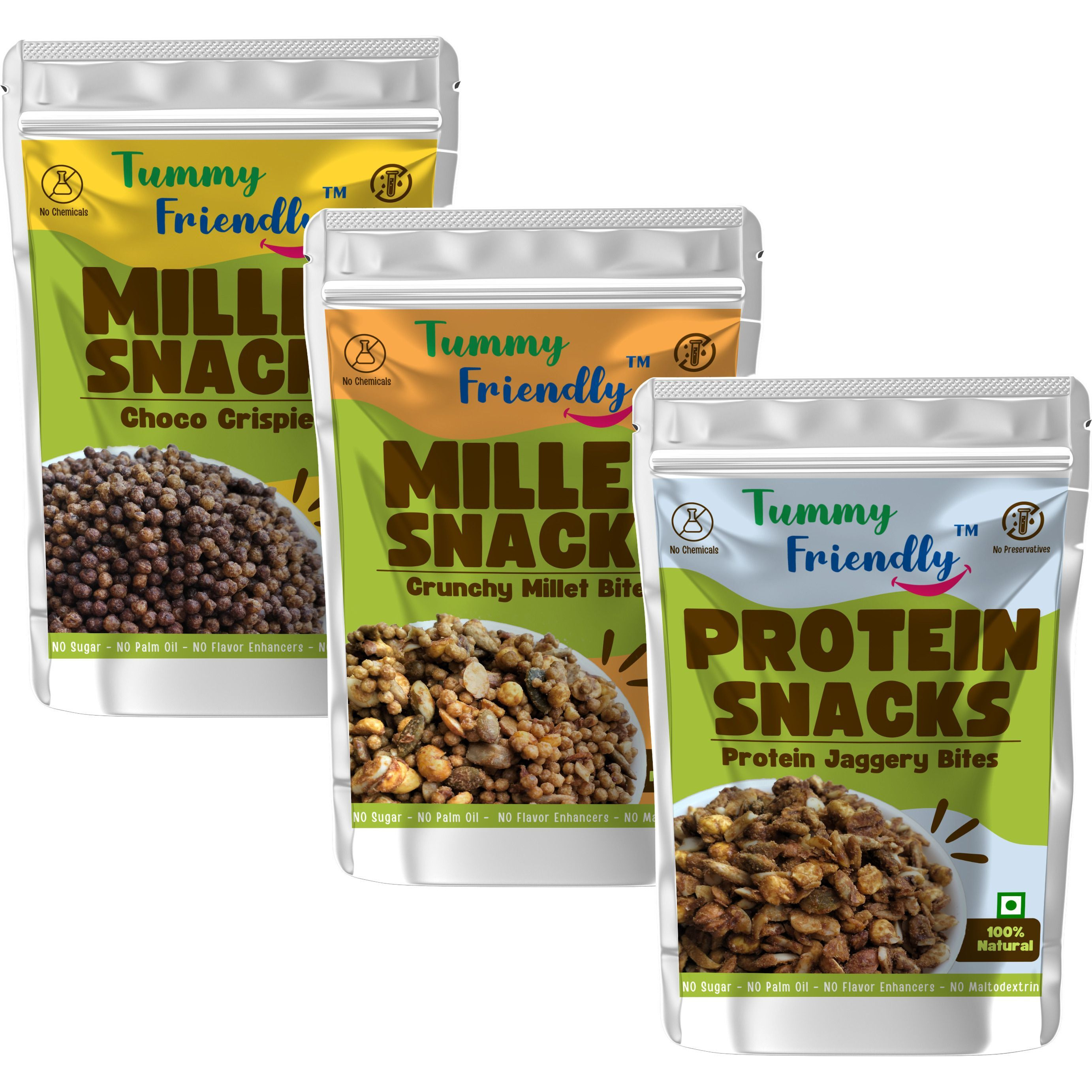 TummyFriendly Foods TummyFriendly Healthy Snacks for Kids for School - ChocoCripsies-SweetnSalt Puffcorn (3 x 70 g)