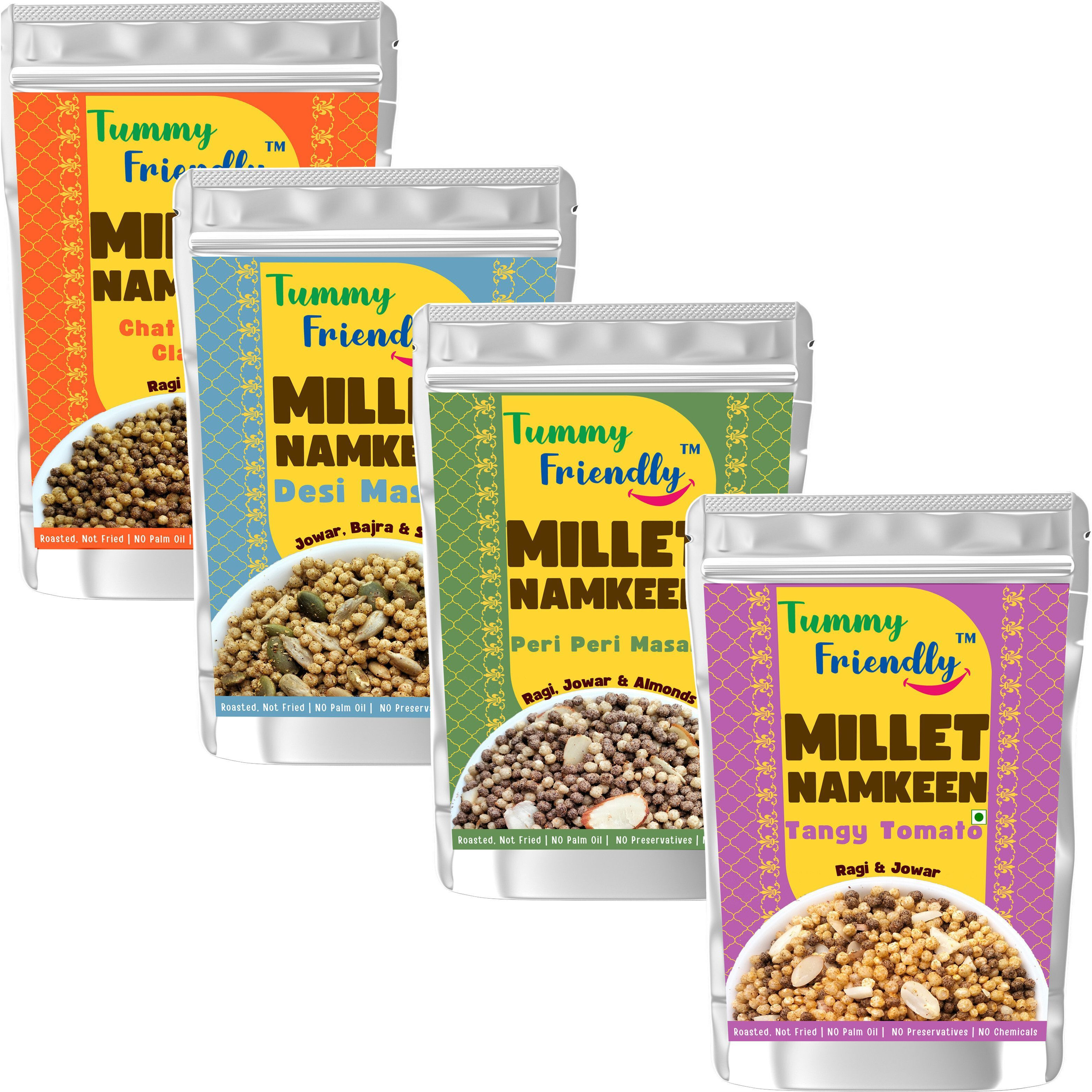 TummyFriendly Foods TummyFriendly Millet Namkeen Mixture. Healthy Roasted Namkeen Snacks-5, 70g Each Chips (4 x 70 g)