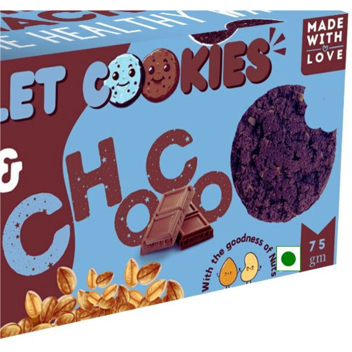 TummyFriendly Foods Oats Chocolate - Millet Cookies. Healthy Biscuits for Kids, Babies, Adults Cookies Biscuit (4 x 18.75 g)