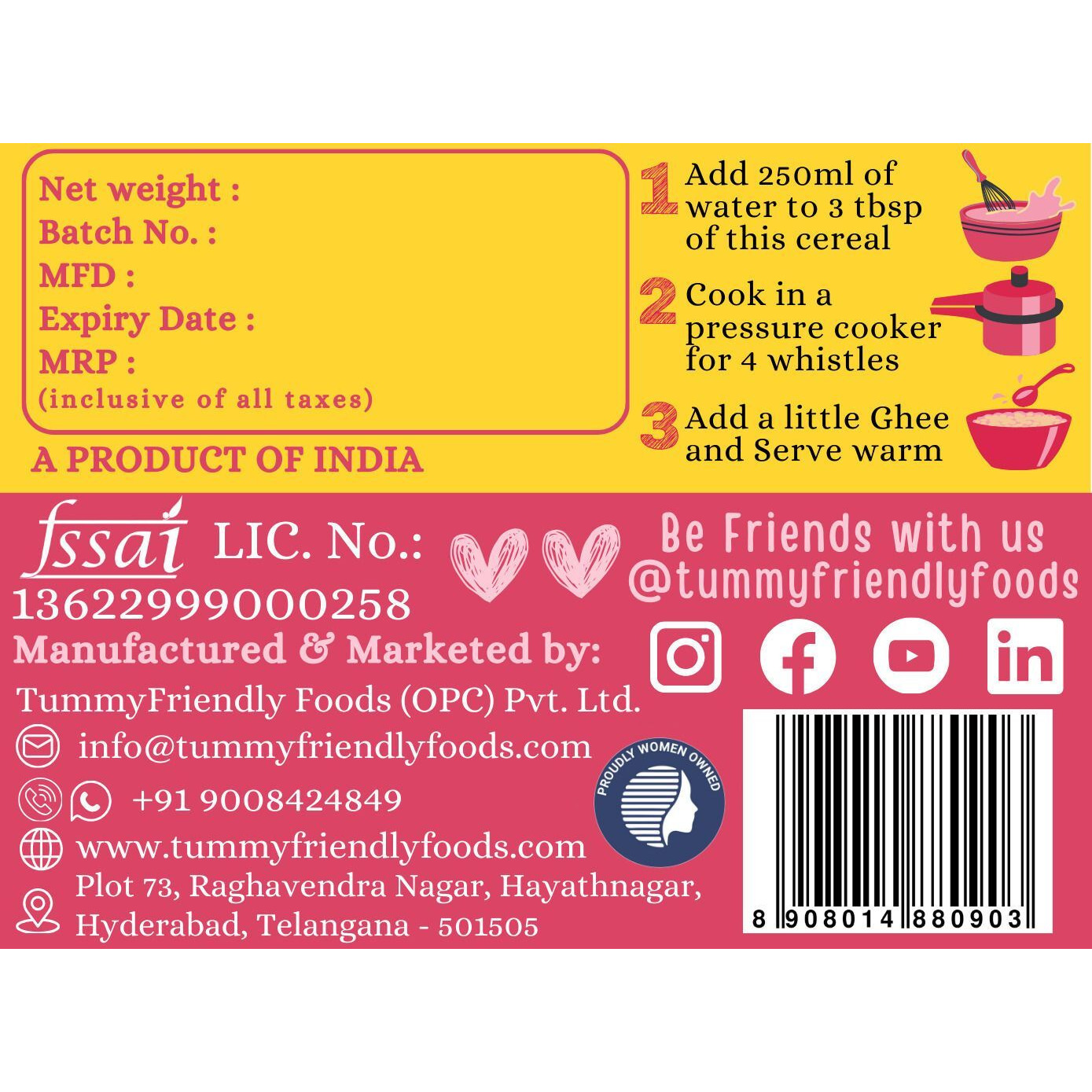 TummyFriendly Foods Tummy Friendly Foods Little Millet (Each pack 100g) Cereal (500 g, 12+ Months)