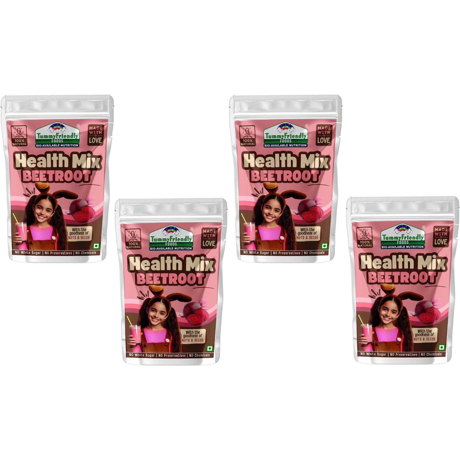 TummyFriendly Foods Tummy Friendly Foods Toddler Cereal Organic Beetroot Health Mix (Each pack 100g) Cereal (400 g, Pack of 4, 12+ Months)