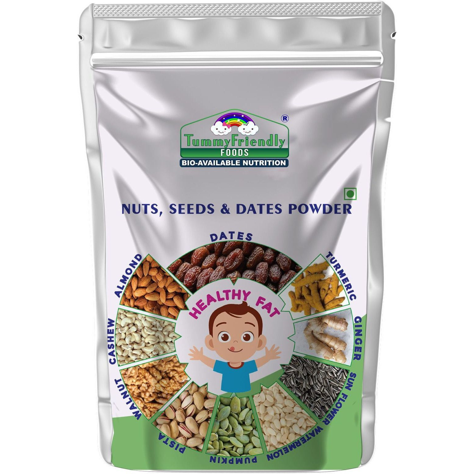 TummyFriendly Foods Premium Nuts, Seeds and Dates Powder | Dry Fruits Powder Baby (100g each pack) Cereal (500 g, Pack of 5, 8+ Months)