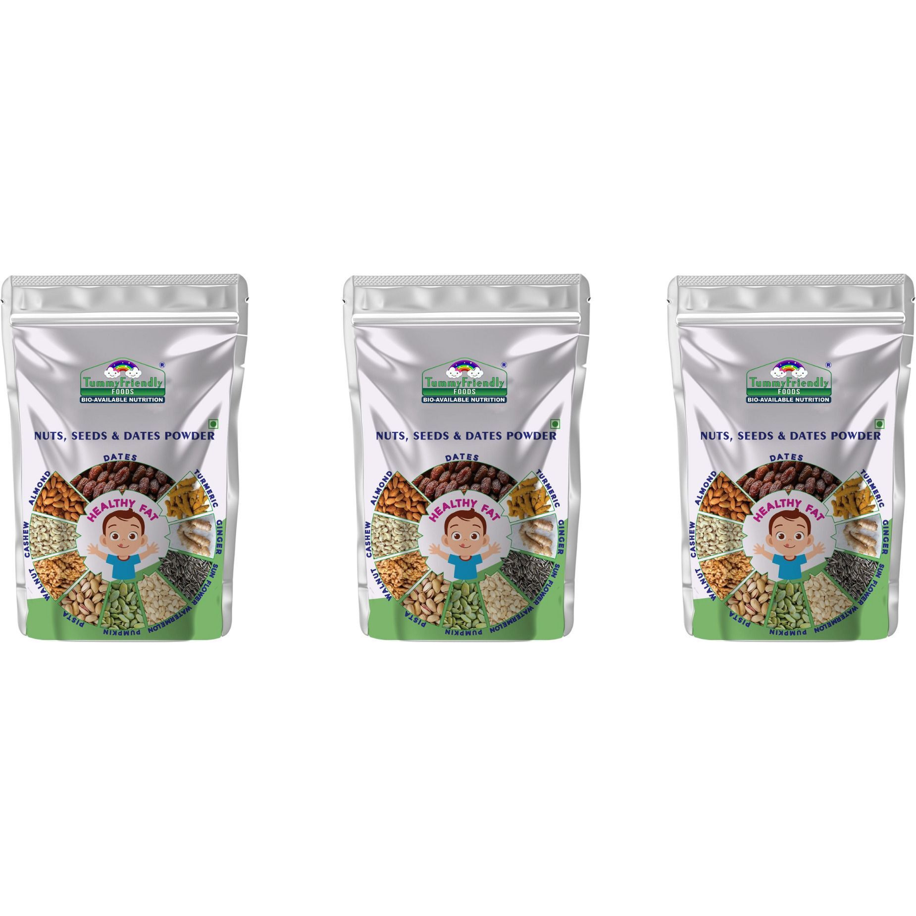 TummyFriendly Foods Premium Nuts, Seeds and Dates Powder | Dry Fruits Powder Baby (100g each pack) Cereal (300 g, Pack of 3, 8+ Months)
