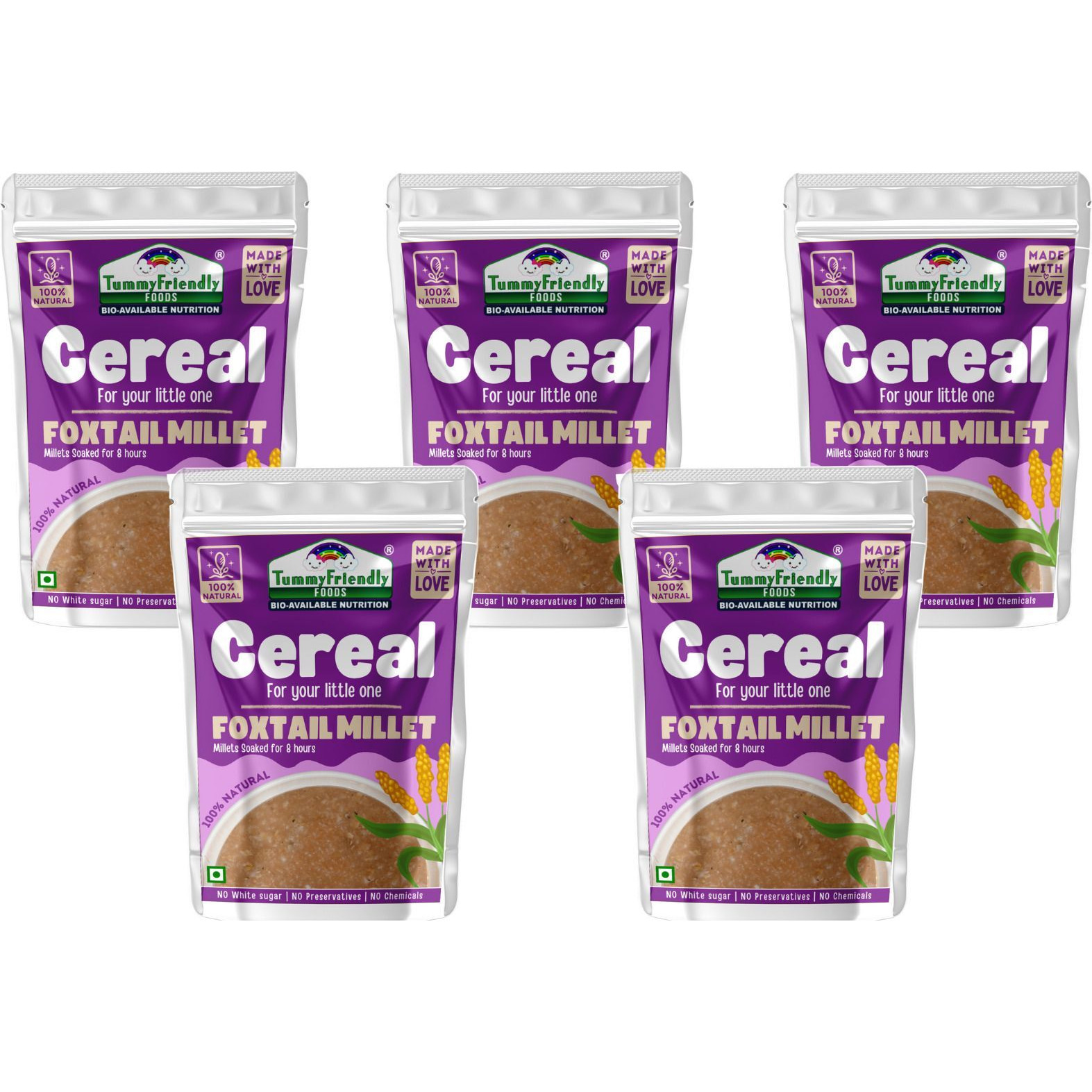 TummyFriendly Foods Tummy Friendly Foods Foxtail Millet (Each pack 100g) Cereal (500 g, Pack of 5, 12+ Months)
