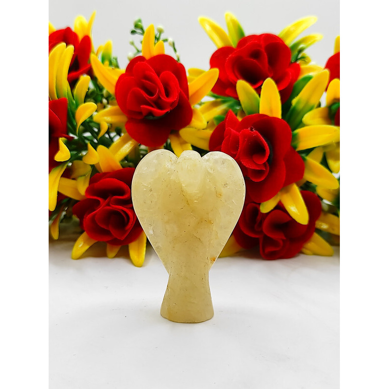 Yellow Aventurine Carved Yellow Jade Gemstone Peace Angel Pocket Guardian Angel healing Statue 2 Inch