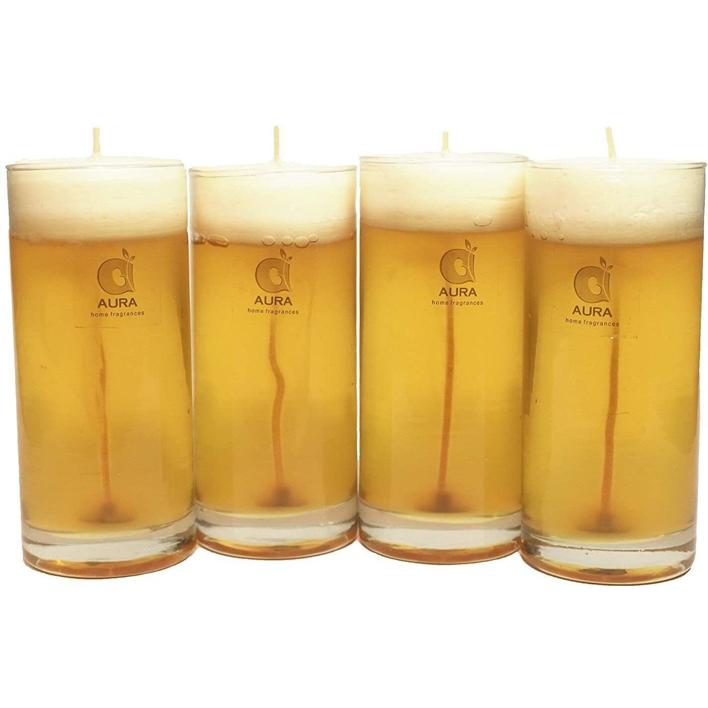 Aura Home Fragrances Scented Gel Wax Glass Candles Burn Time 90 to100 Hours Pack Candle (Yellow, Pack of 1)