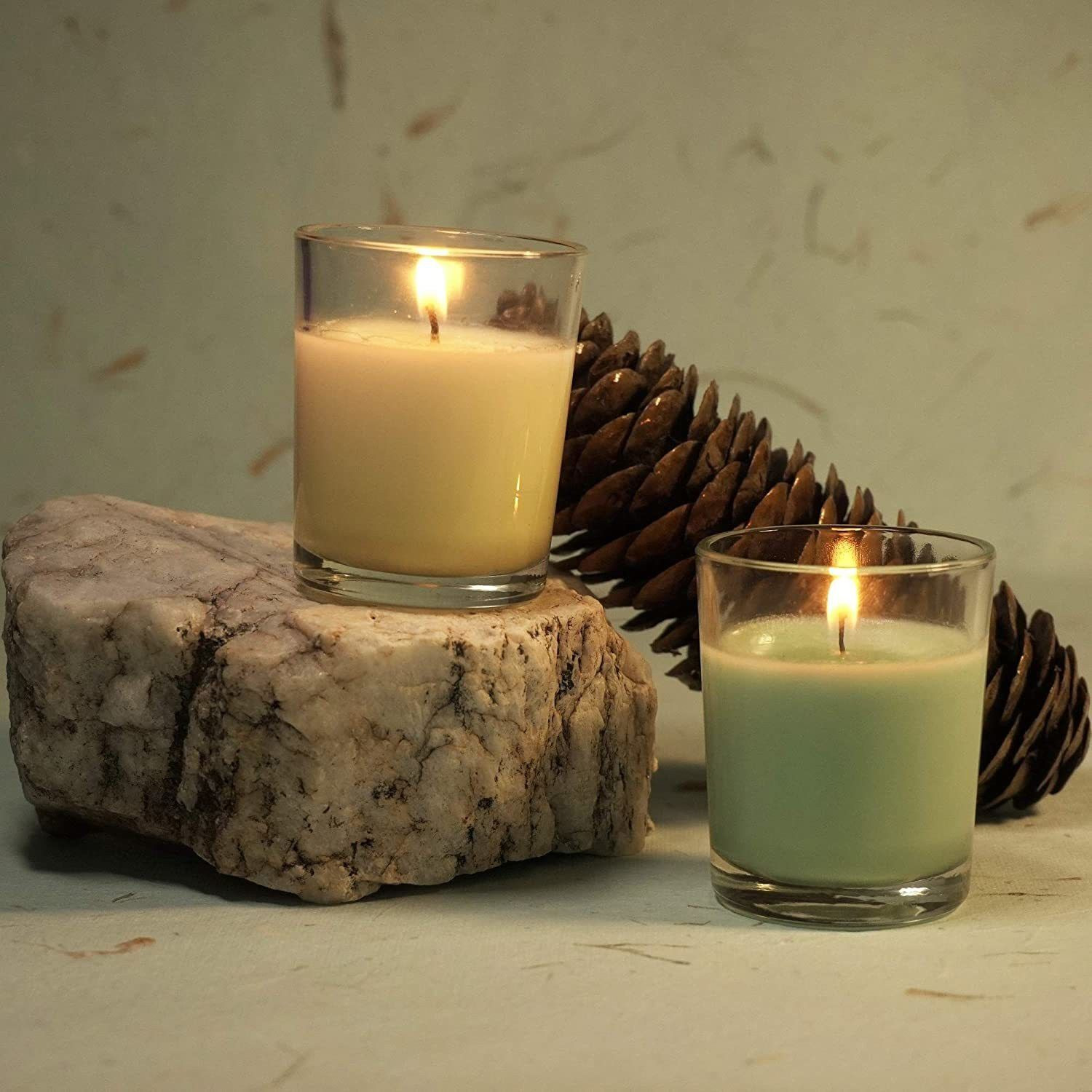 Aura Home Fragrances Aromatic Short Glass Candle 15-16 Hours Burn Time Pack of 12 Candle (Multicolor, Pack of 1)