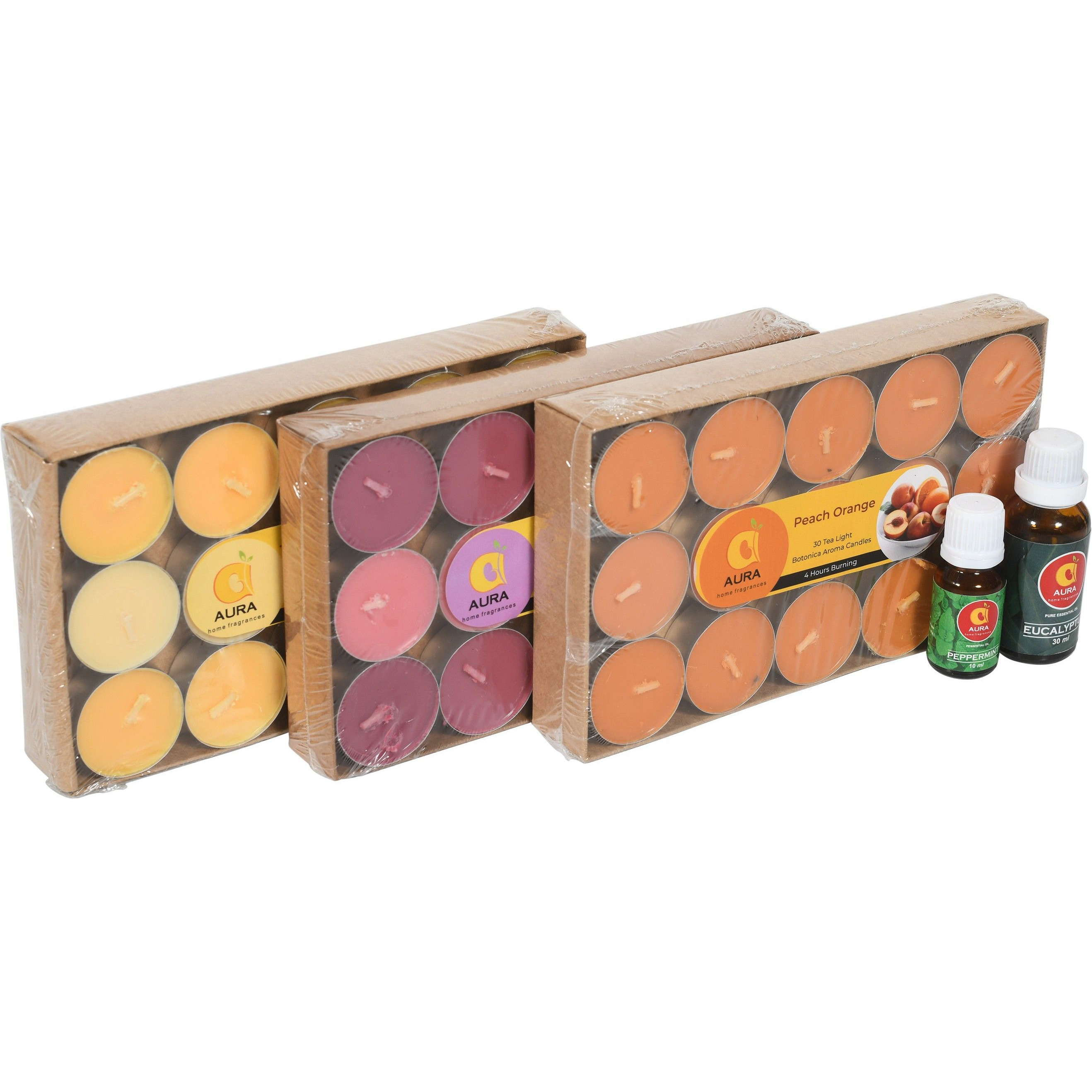 Aura Home Fragrances AURA Botanica Natural Fragranced Tea Light Candle Smokeless Colored Soy Wax Candle (White, Pack of 1)