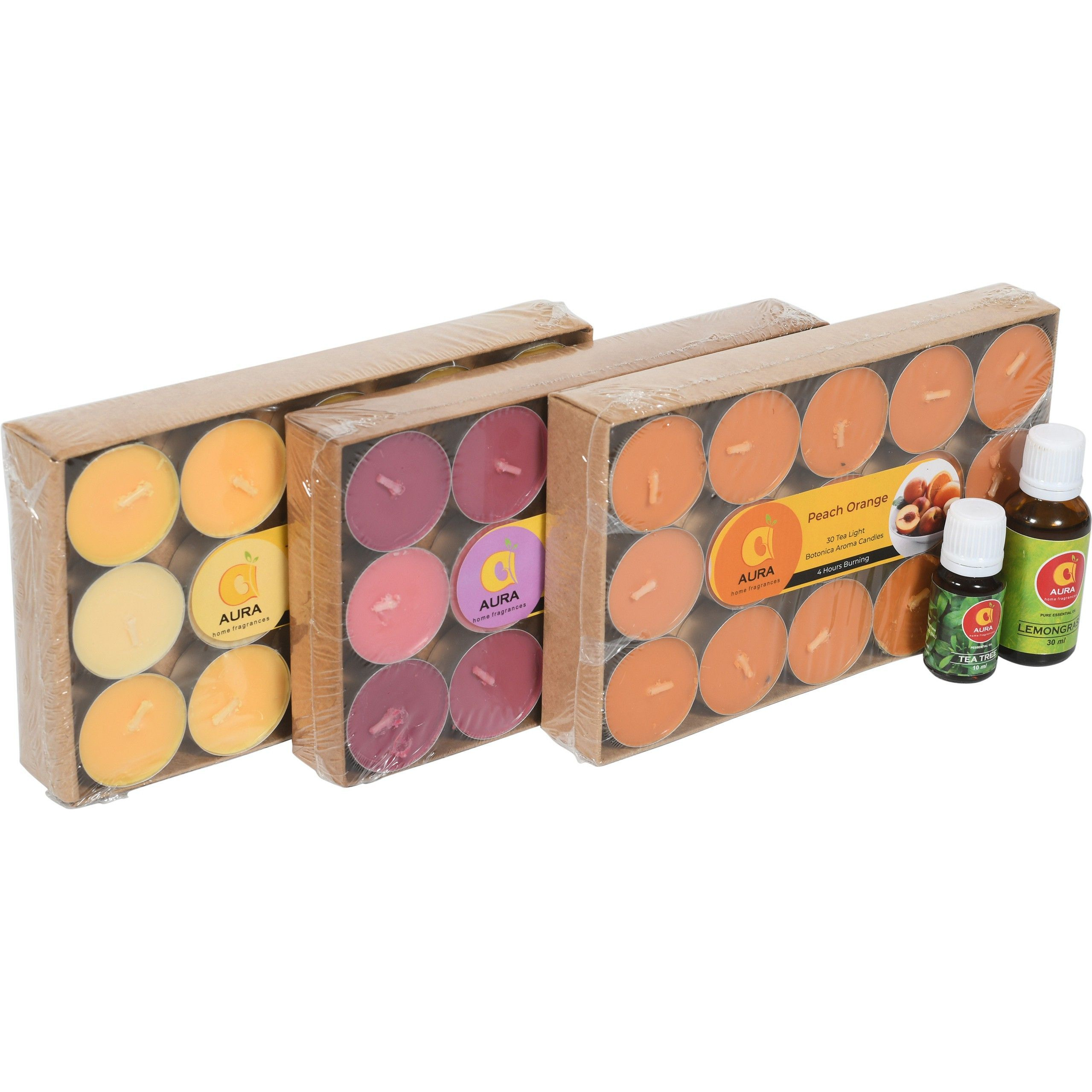 Aura Home Fragrances AURA Botanica Natural Fragranced Tea Light Candle Smokeless Colored Soy Wax Candle (White, Pack of 1)