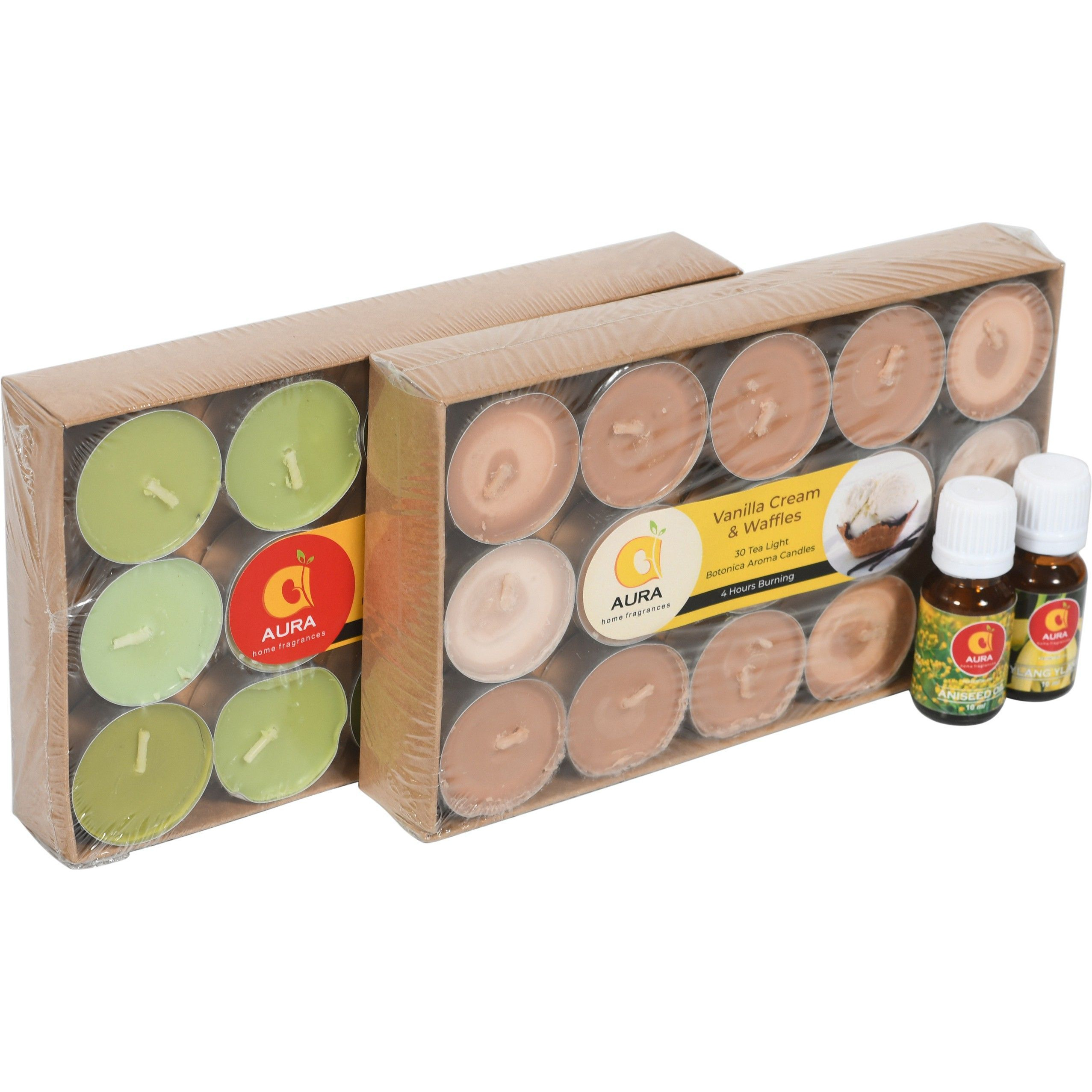 Aura Home Fragrances Botanica Fragrance Tea Light Candle Smokeless Colored Candles for Aromatherapy - Candle (White, Pack of 1)