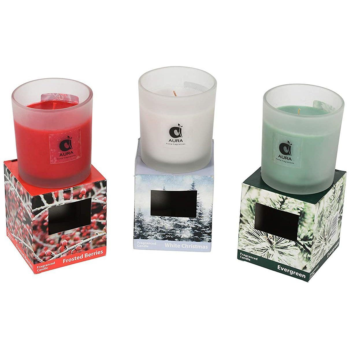 Aura Home Fragrances Aromatic Frosted Glass Candles Pack of 3 Pack of 3 (Scented Candle (Multicolor, Pack of 1)