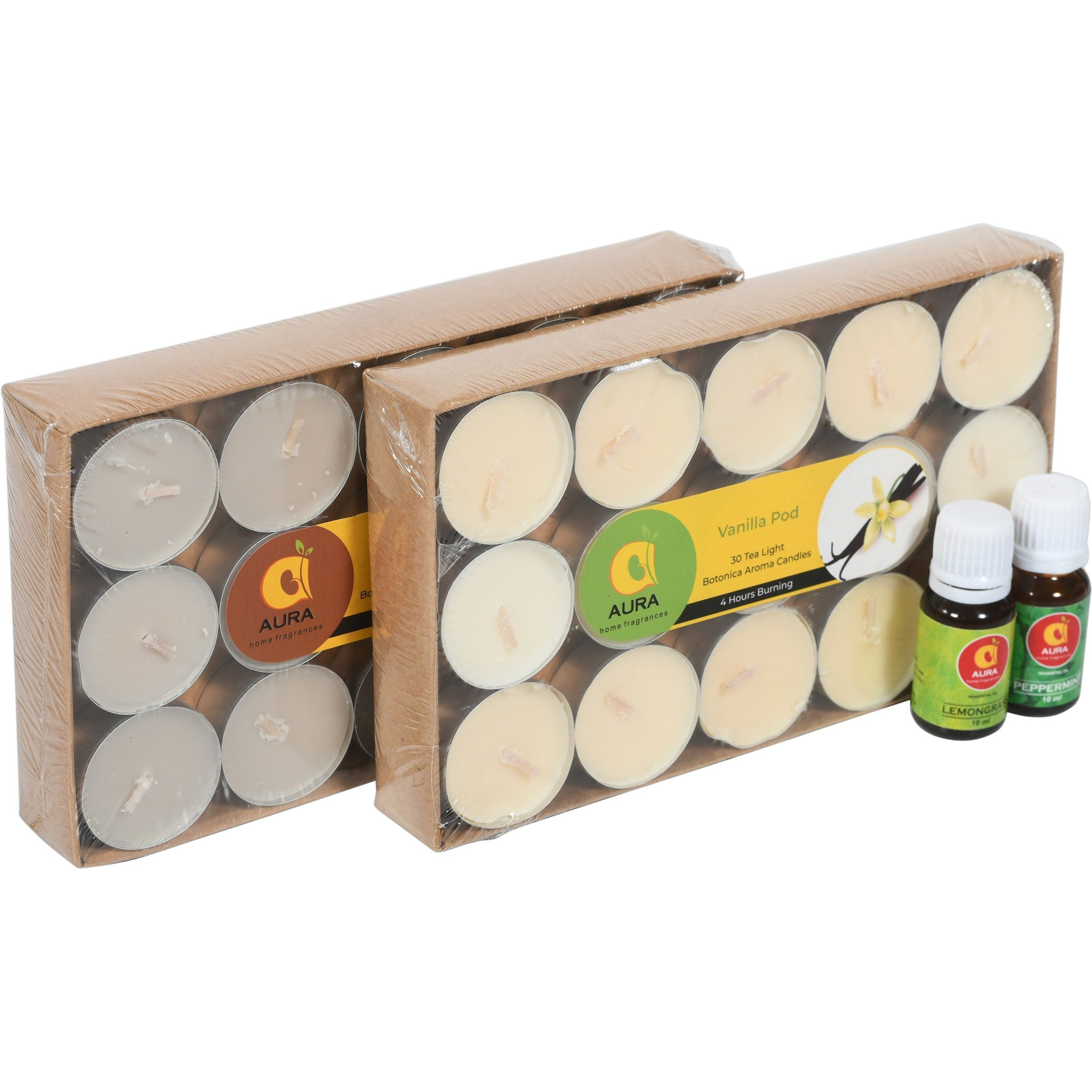 Aura Home Fragrances Botanica Fragrance Tea Light Candle Smokeless Colored Candles for Aromatherapy - Candle (White, Pack of 1)