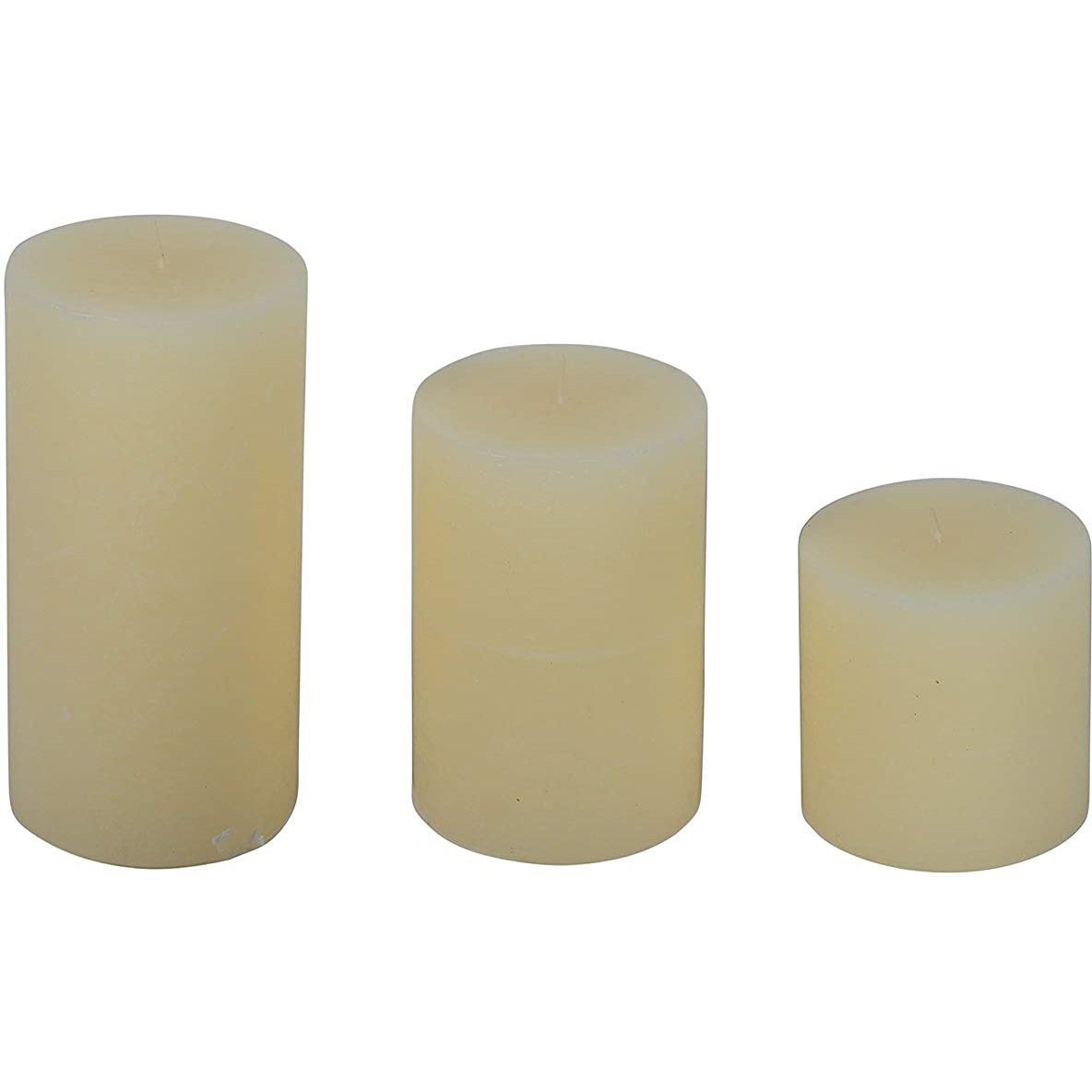 Aura Home Fragrances Unscented Paraffin & Palm Wax Blend Round Pillar Candles, Pack of 3 Candle (White, Pack of 3)
