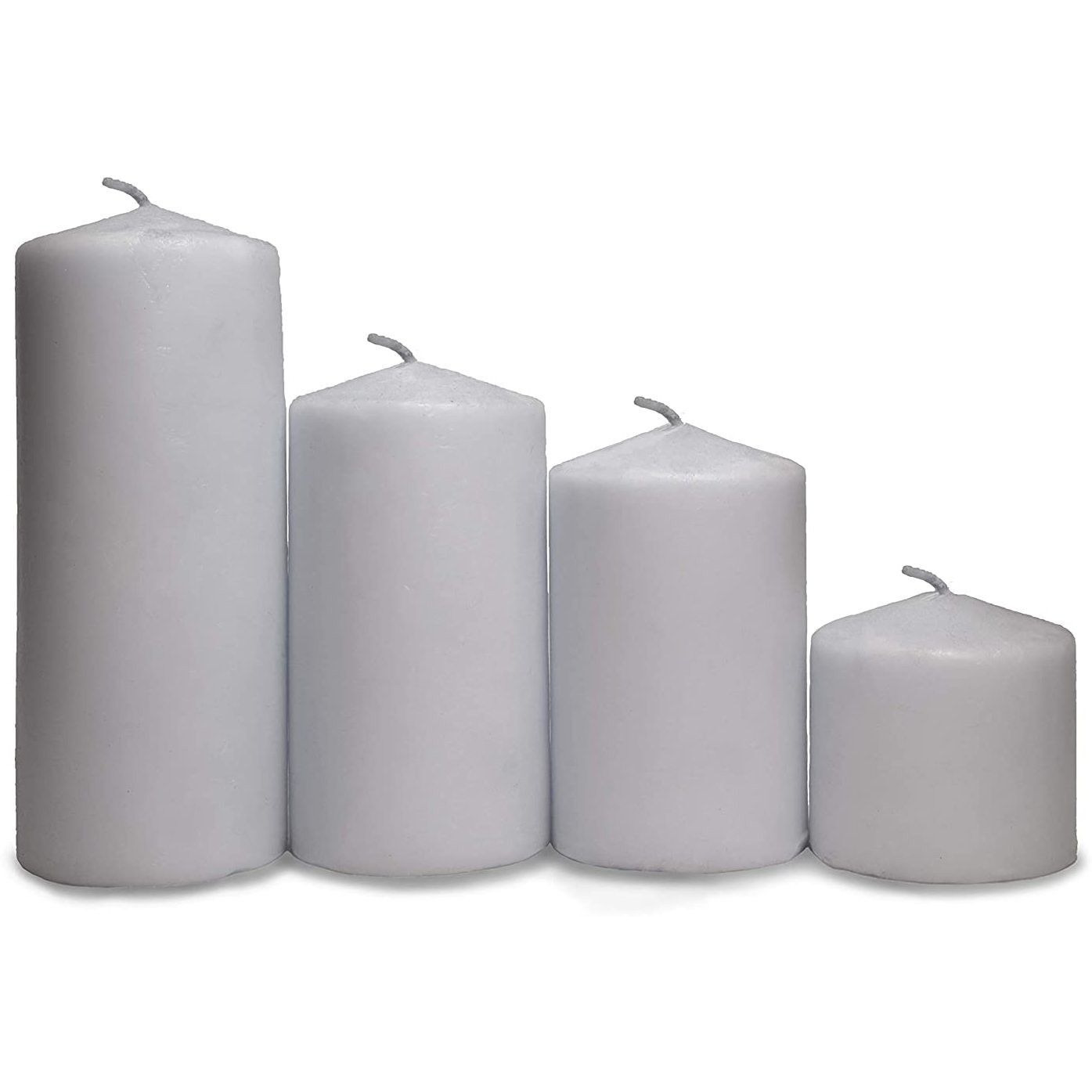 Aura Home Fragrances Long Pillar Candles Set of 4 Different Sizes for Home Decor (Ivory, Pack of 4) Candle (White, Pack of 4)