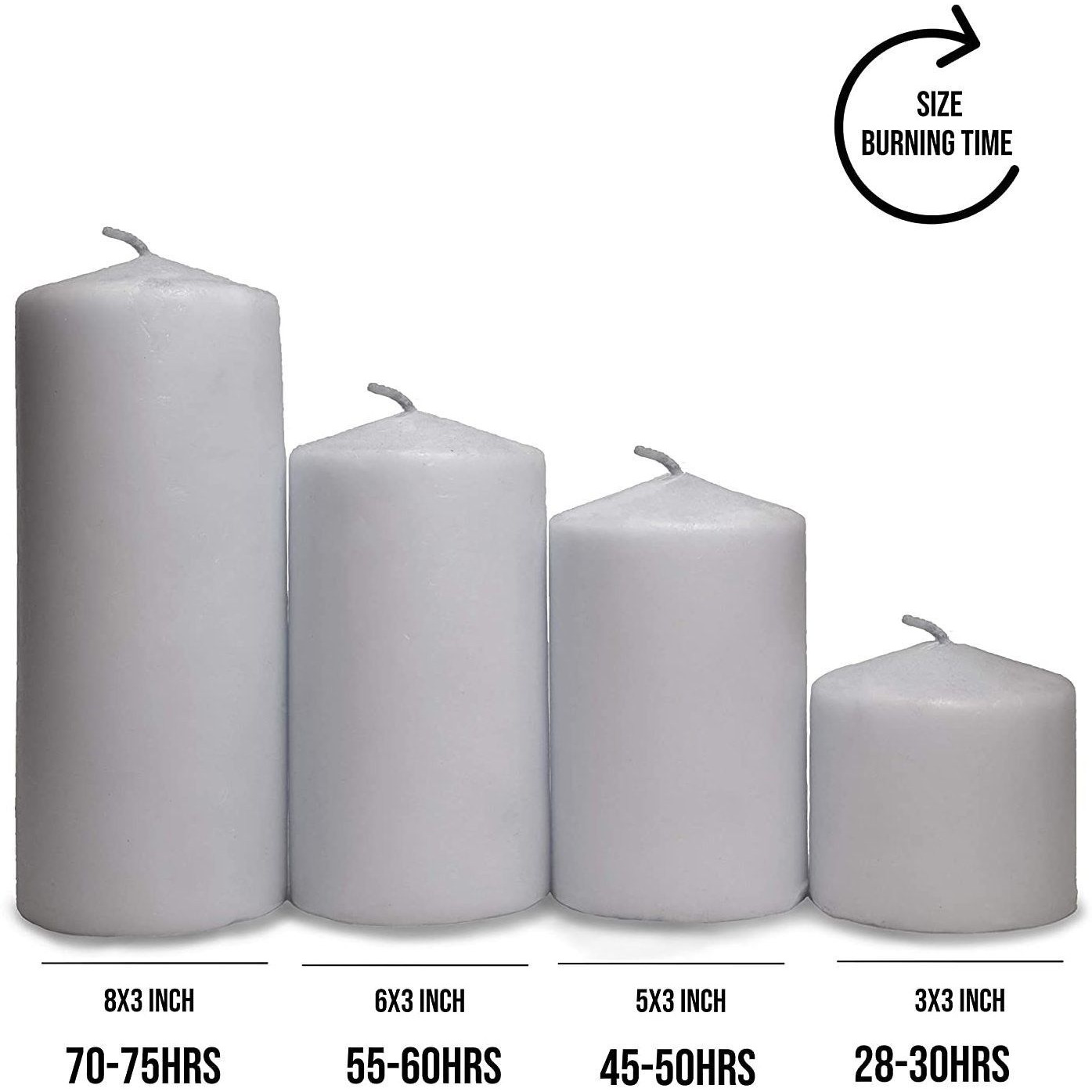 Aura Home Fragrances Long Pillar Candles Set of 4 Different Sizes for Home Decor (Ivory, Pack of 4) Candle (White, Pack of 4)