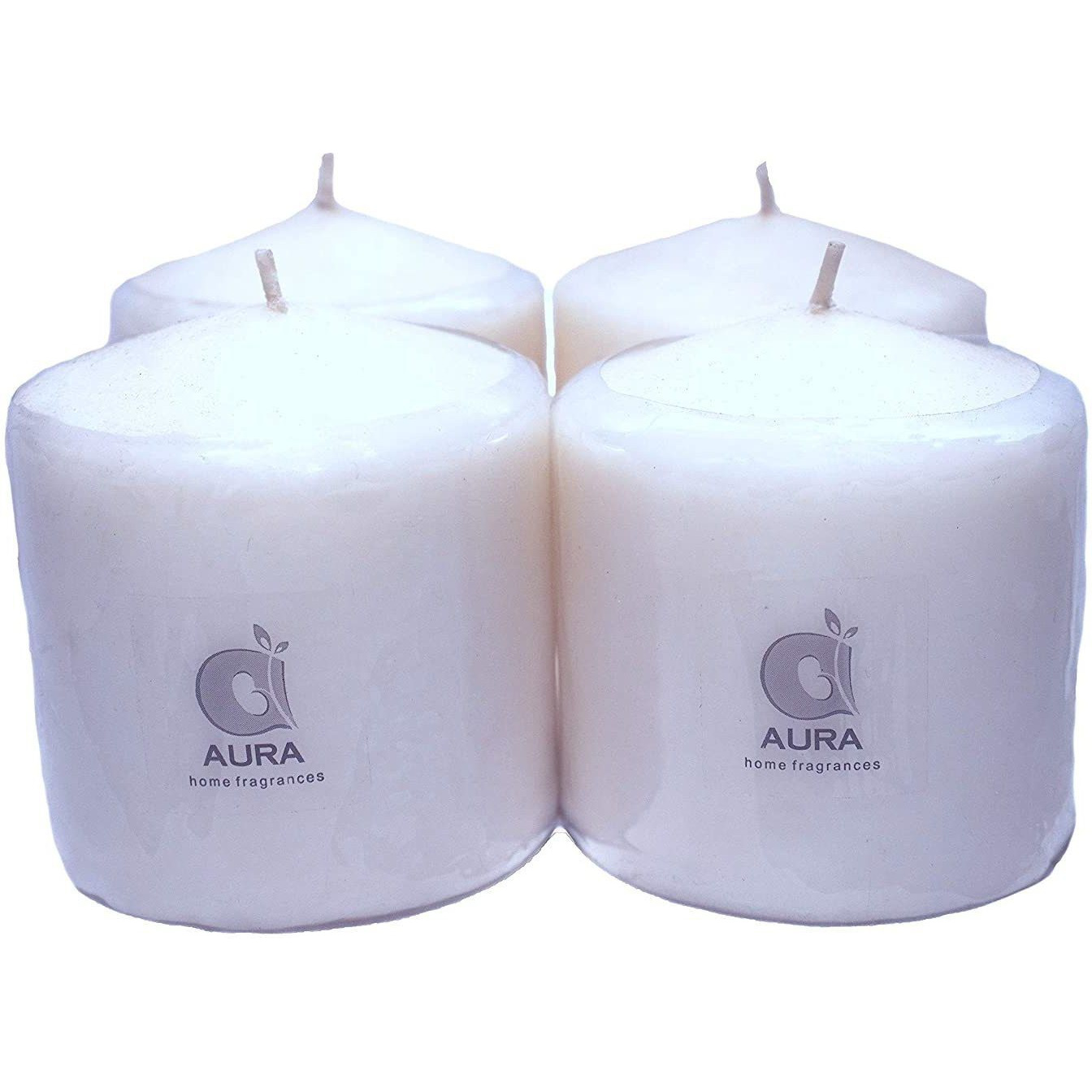 Aura Home Fragrances 3x3 Round Pillar Candles for Home Dcor and Diwali Gifts(Set of 4)- White Candle (White, Pack of 4)