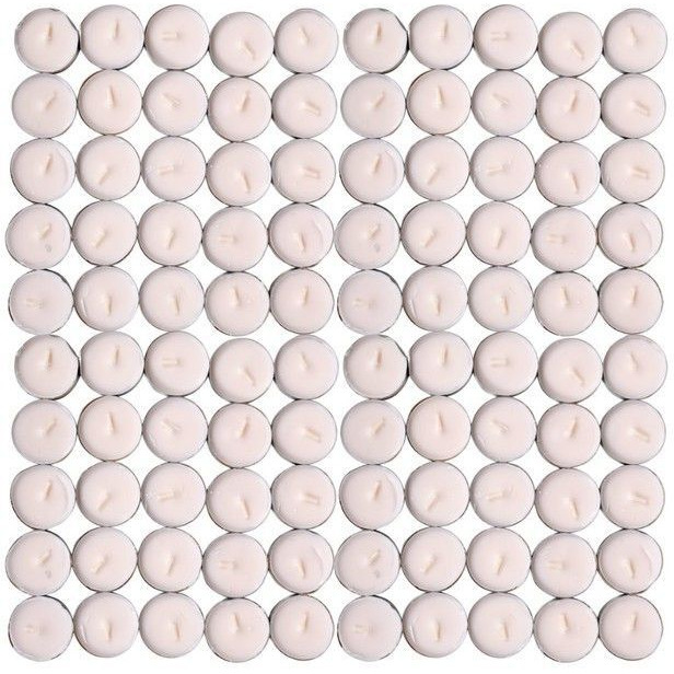 Aura Home Fragrances Unscented White SOYA TEA LIGHT Candles Pack Of 100 14 Gm Poured Candle (White, Pack of 100)