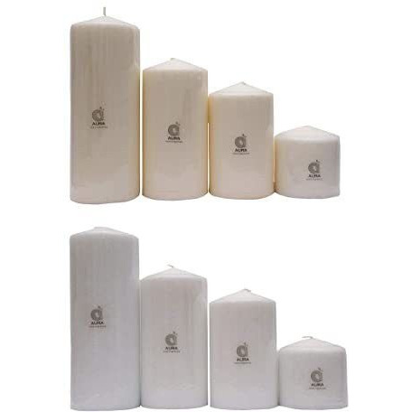 Aura Home Fragrances Long Pillar Candles Set of 4 Different Sizes for Home Decor (Ivory, Pack of 4) Candle (Multicolor, Pack of 8)