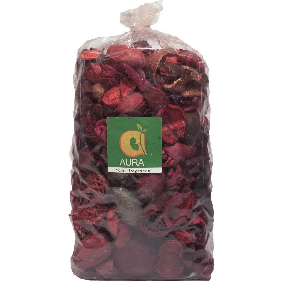 Aura Home Fragrances -Rose Potpourri-Fine-Living Fragrance -Natural Decoration - Mood Enhancer-Big Pouch Maroon Wild Flower Artificial Flower  with Pot (3 inch, Pack of 0, Flower Bunch)