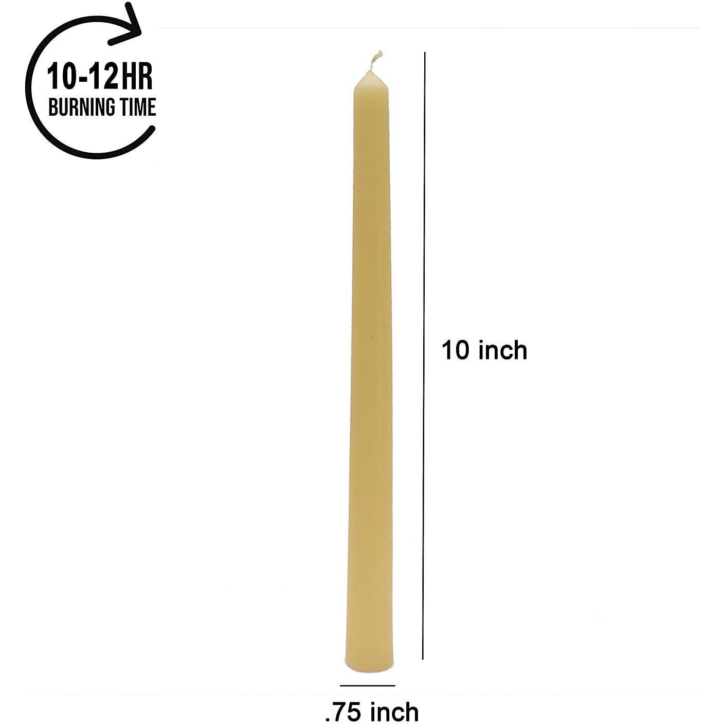 Aura Home Fragrances 10" Long Taper Unscented Ivory Candles for Home Decor (Set of 12 Units) Candle (White, Pack of 12)