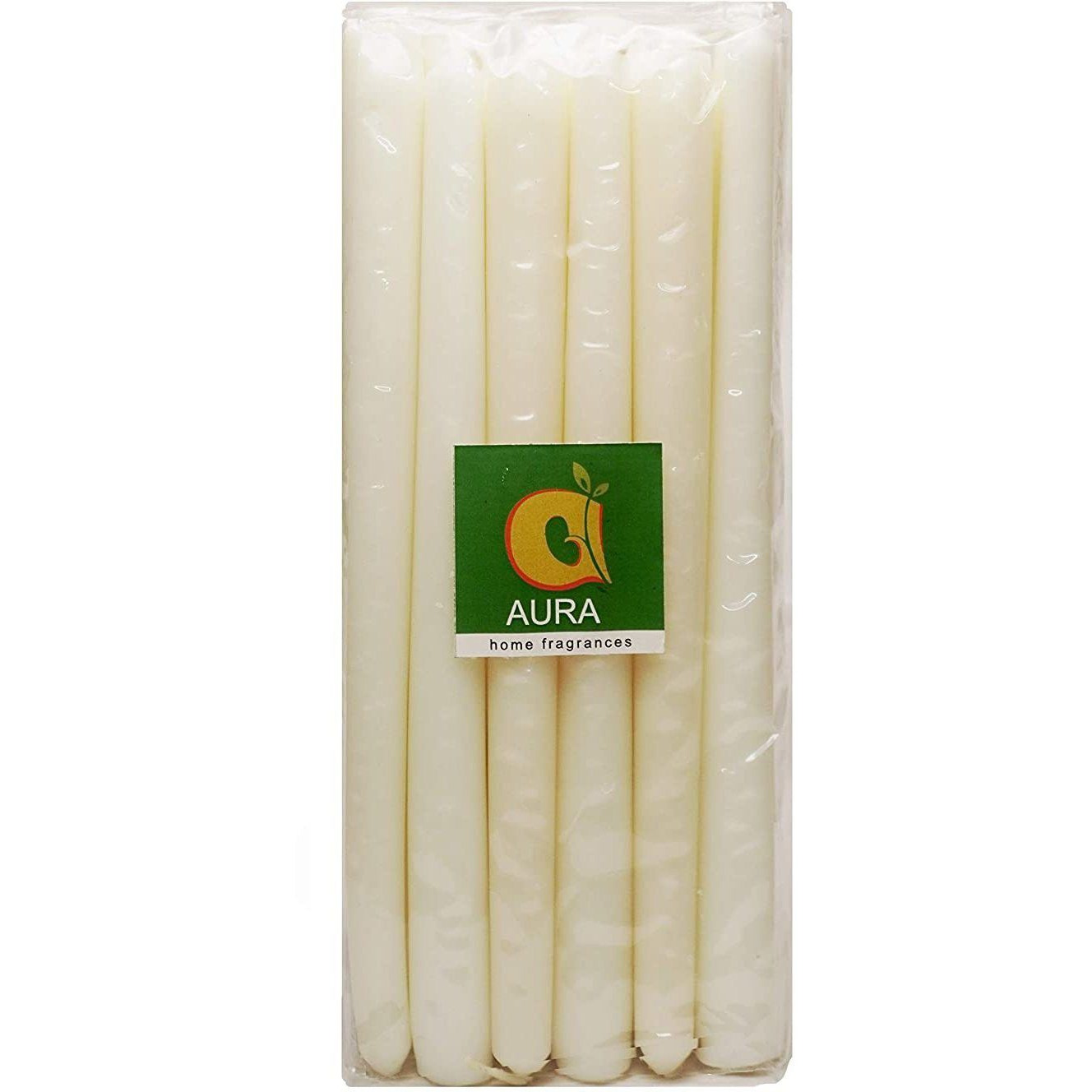 Aura Home Fragrances 10" Long Taper Unscented Ivory Candles for Home Decor (Set of 12 Units) Candle (Yellow, Pack of 12)