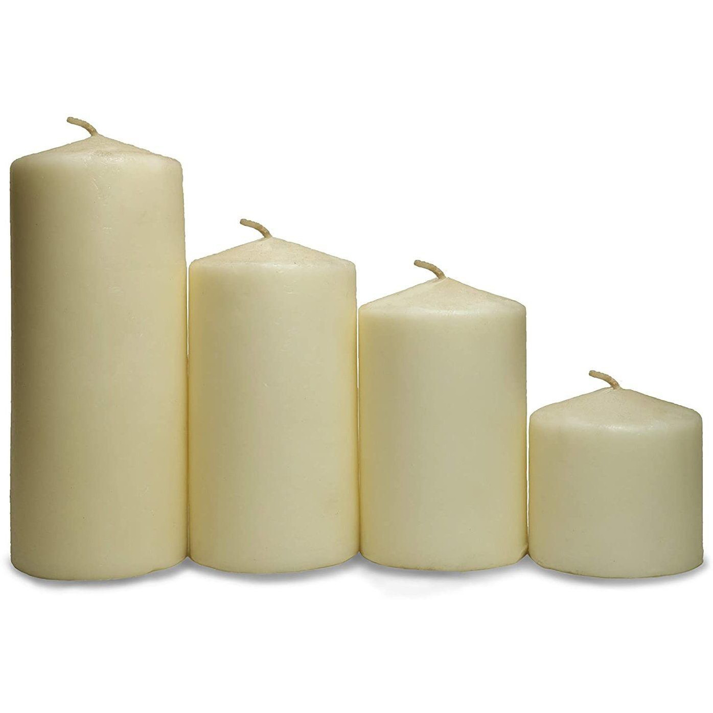 Aura Home Fragrances Long Pillar Candles Set of 4 Different Sizes for Home Decor (Ivory, Pack of 4) Candle (Yellow, Pack of 4)