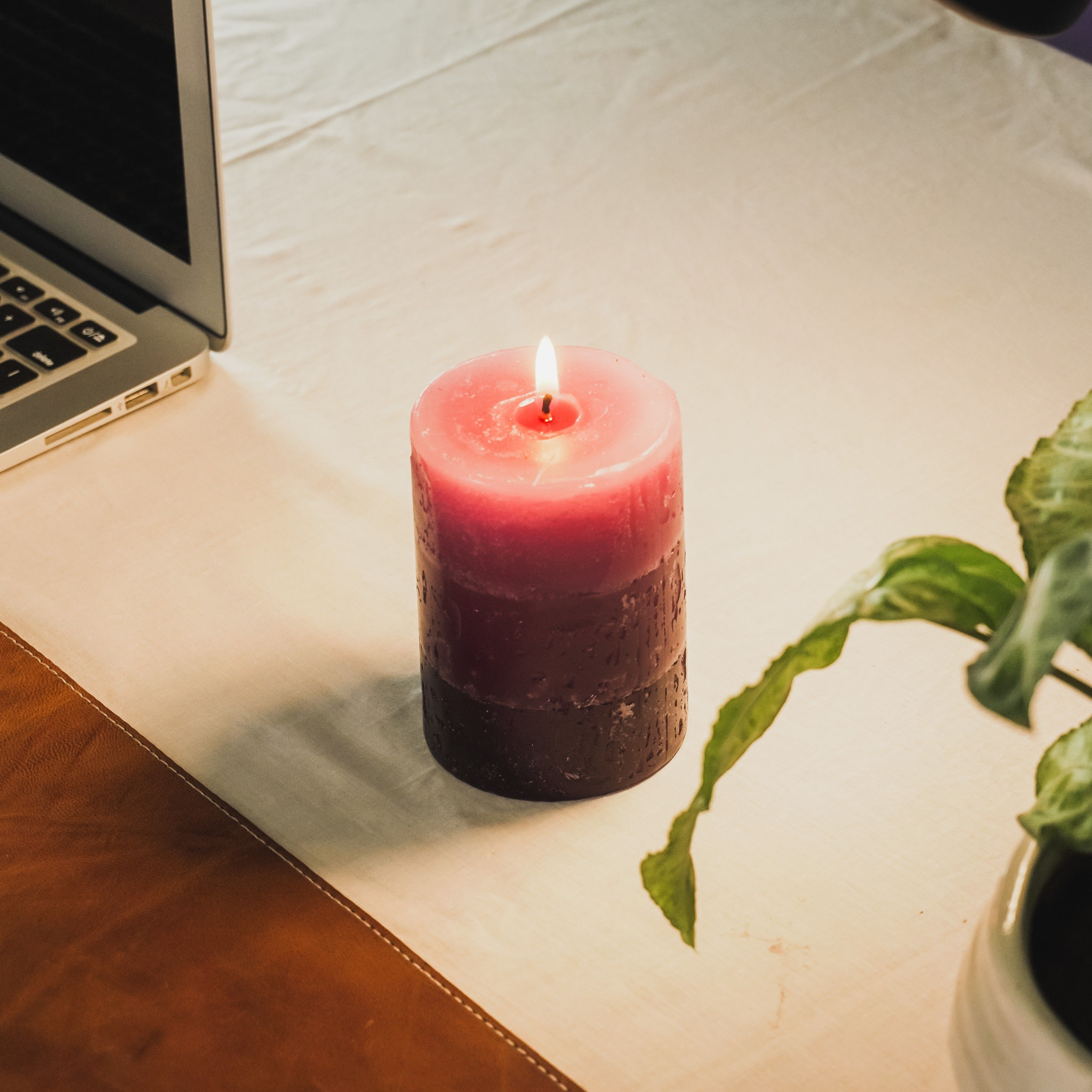 SHREE NATH DYE CHEM AURA Tritone Aroma Round Pillar Candle Richly Lavender Scented Pillar Candle Set of 2 Units - 2.8 X 4 (1) &Amp 2.8 X 6 (1) Candle (Purple, Pack of 2)