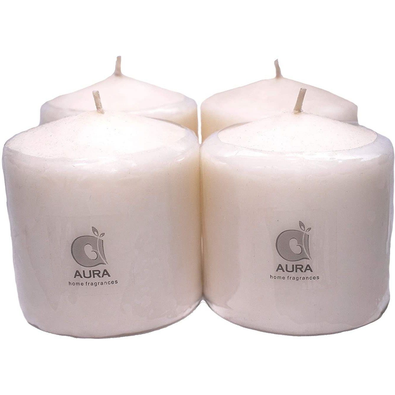 Aura Home Fragrances 3x3 Round Pillar Candles for Home Dcor and Diwali Gifts(Set of 4)- Ivory Candle (Yellow, Pack of 4)