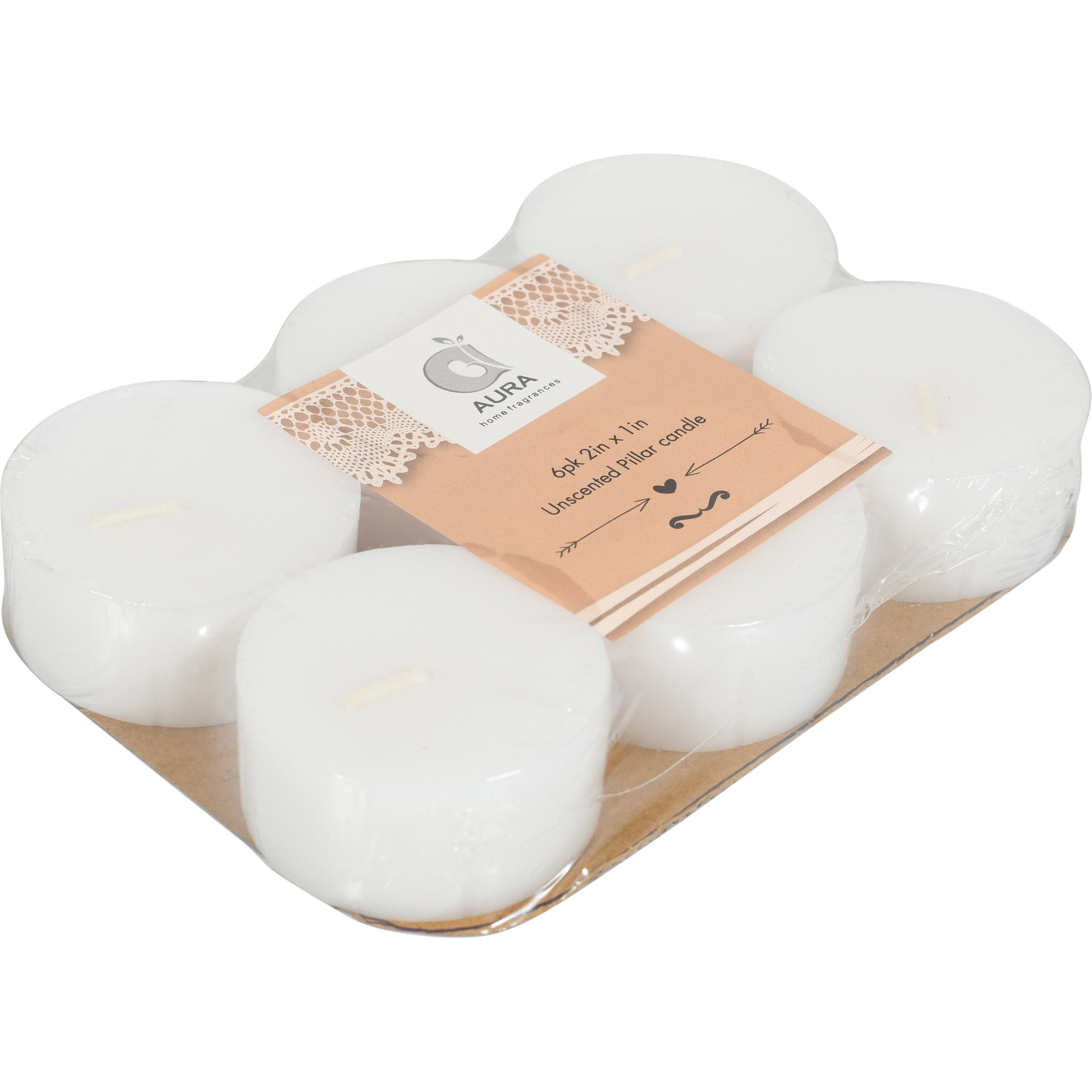 Aura Home Fragrances Large Tea Light Candle Unscented Candles, Diwali Candles (Pack of 6) Candle (White, Pack of 6)